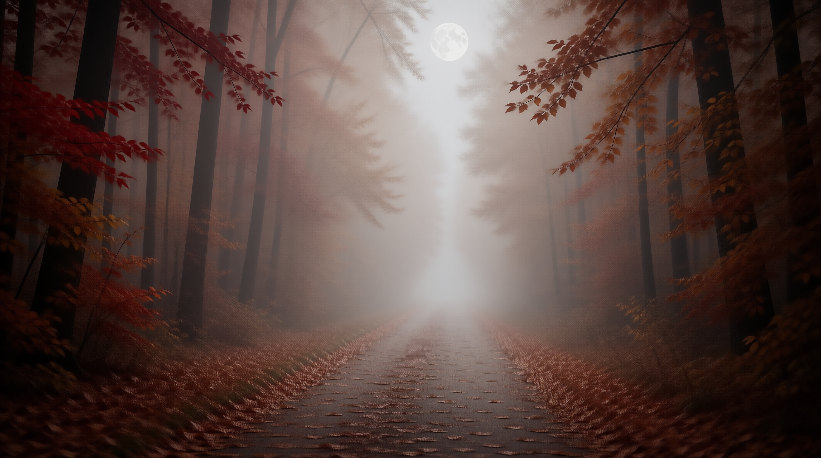 Moonlit Misty Forest Path