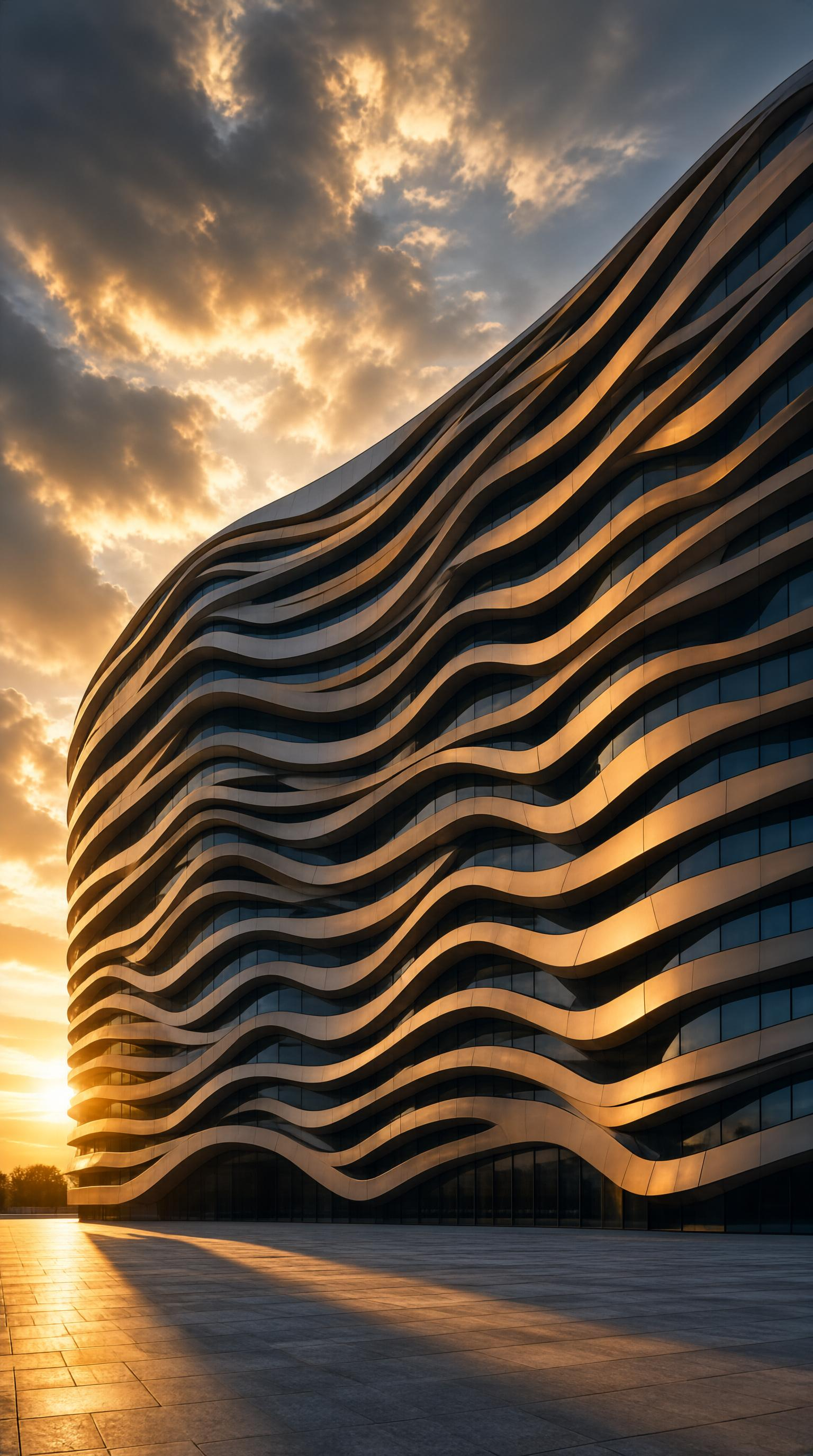 Wavy Facade at Sunset