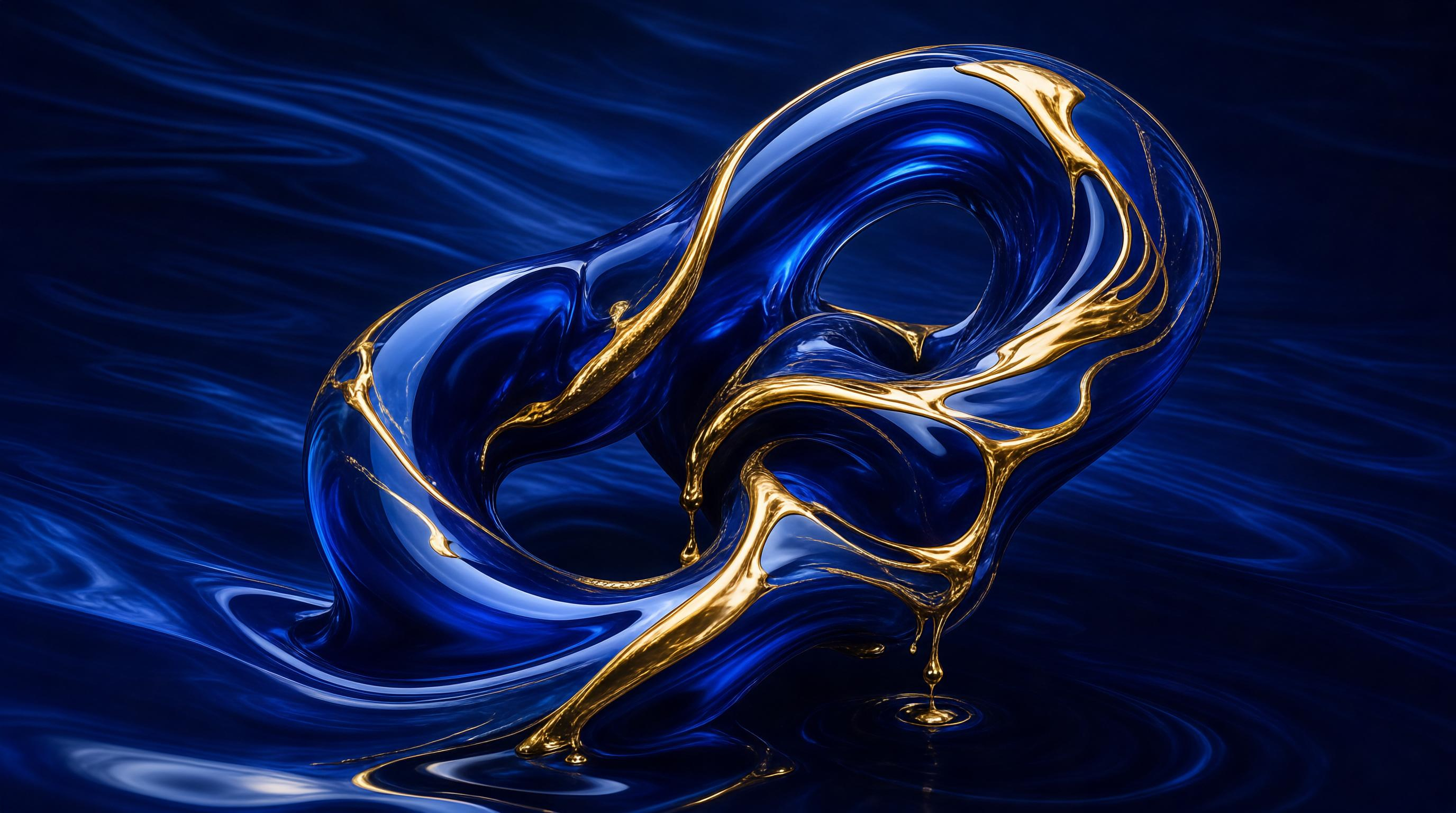 Blue and Gold Liquid Art