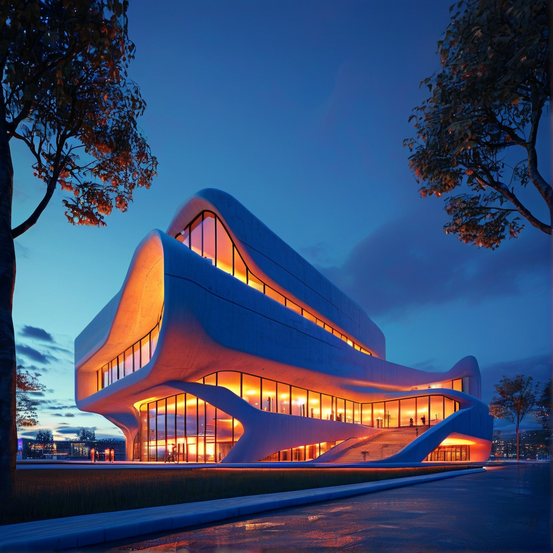 Futuristic Building at Dusk
