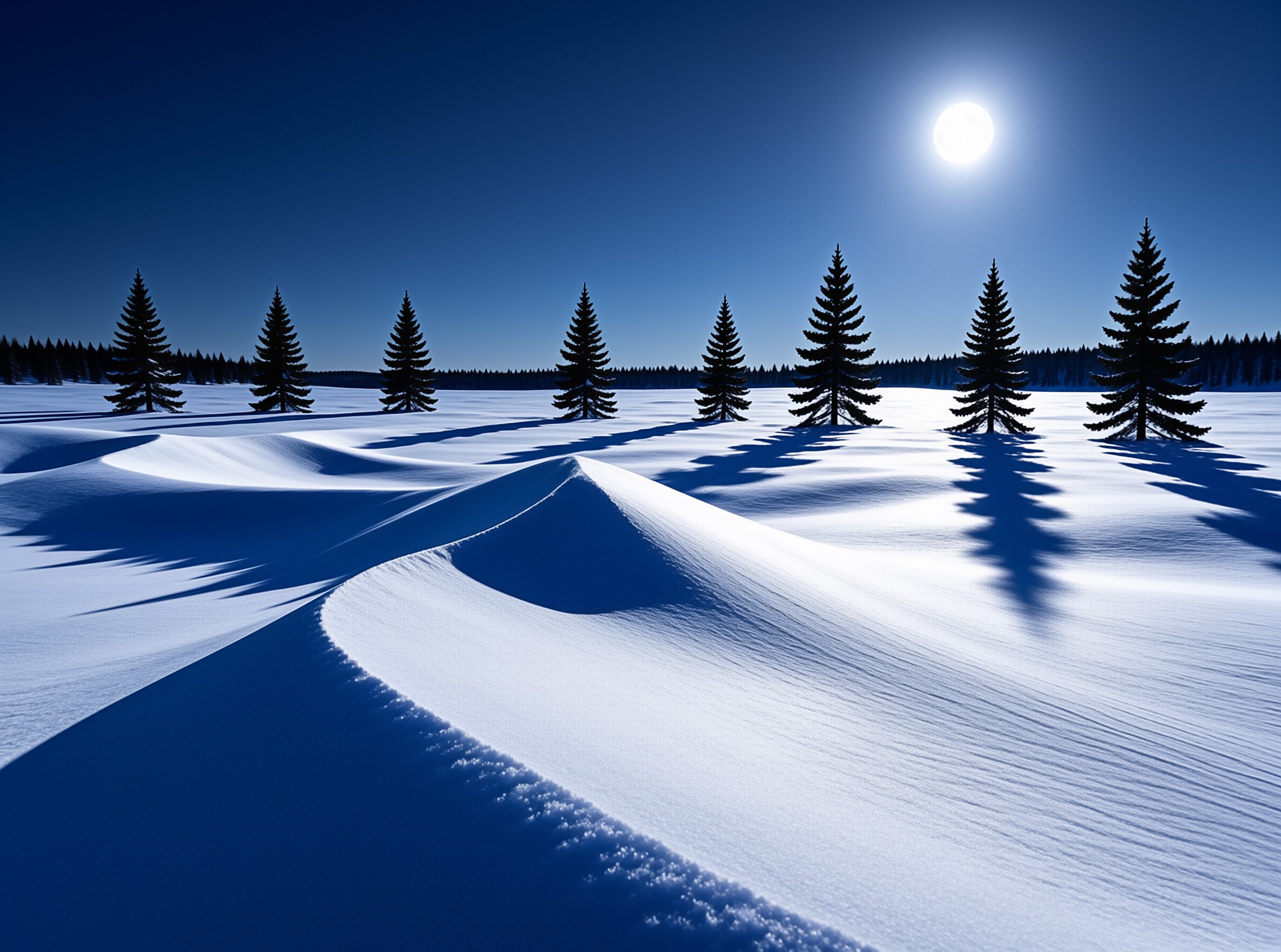 Snowy Night Landscape