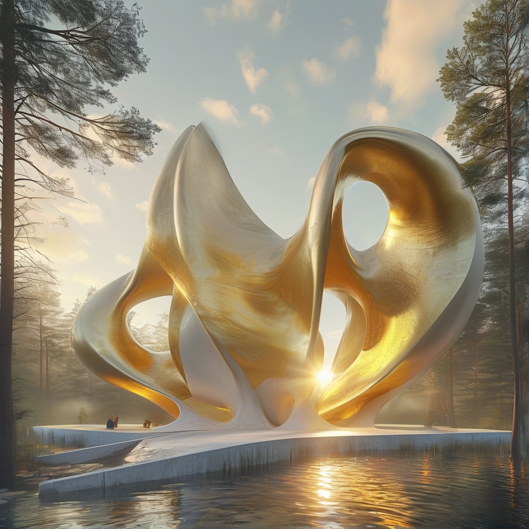 Golden Abstract Sculpture