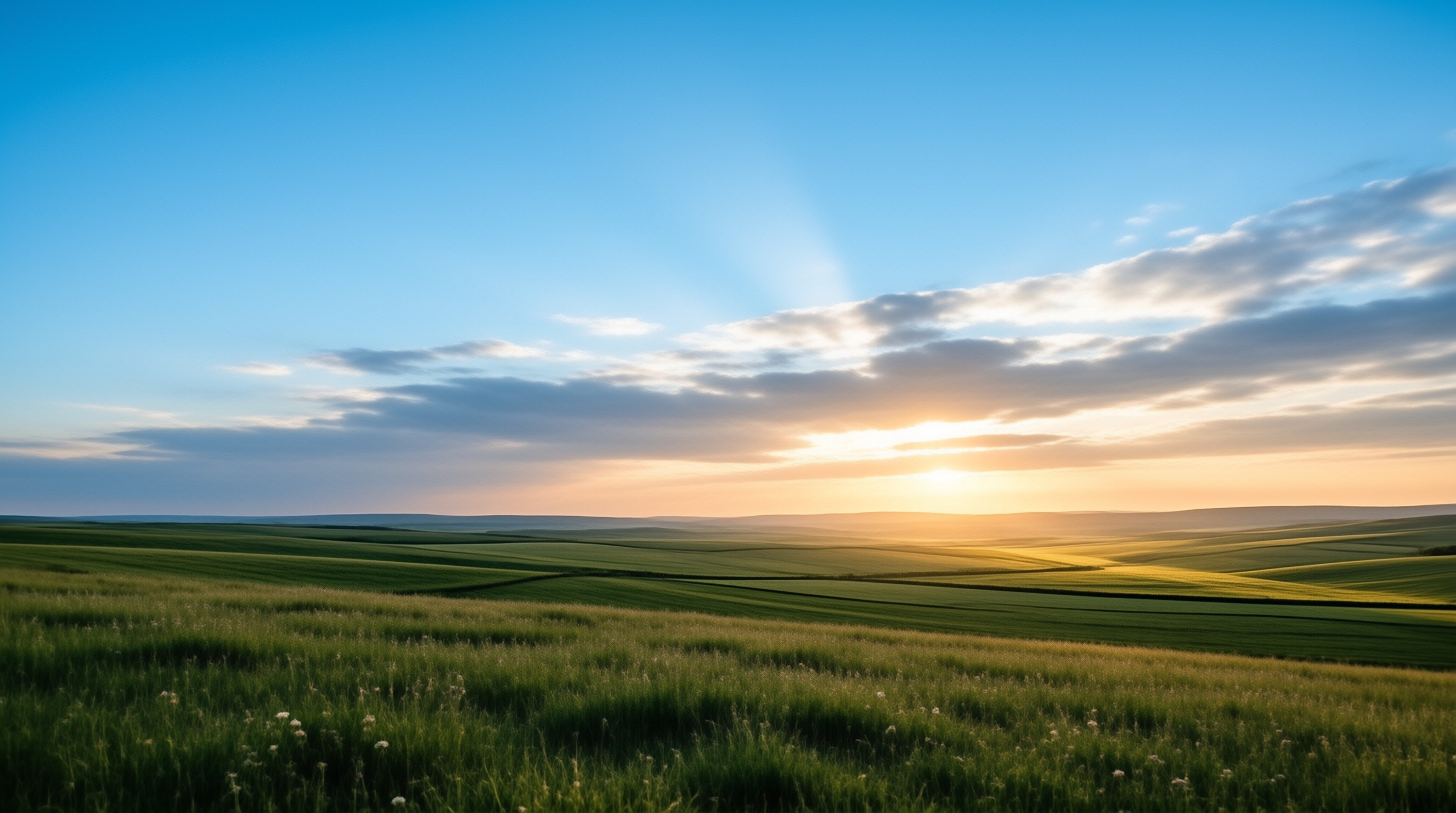Sunset Over Rolling Fields