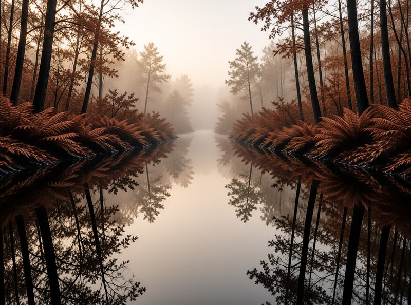 Misty Forest Reflection