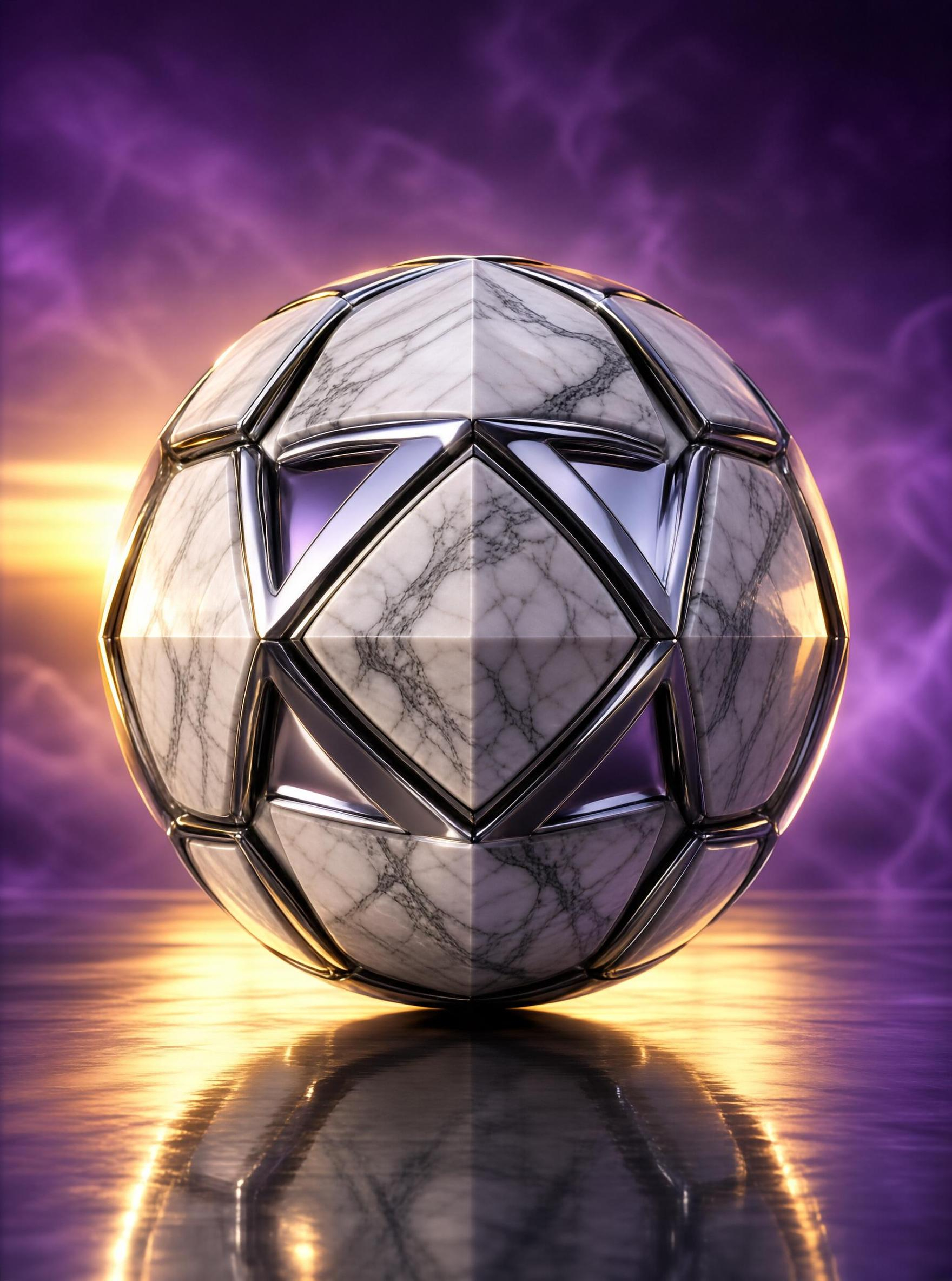 Marble Sphere with Metal Frame