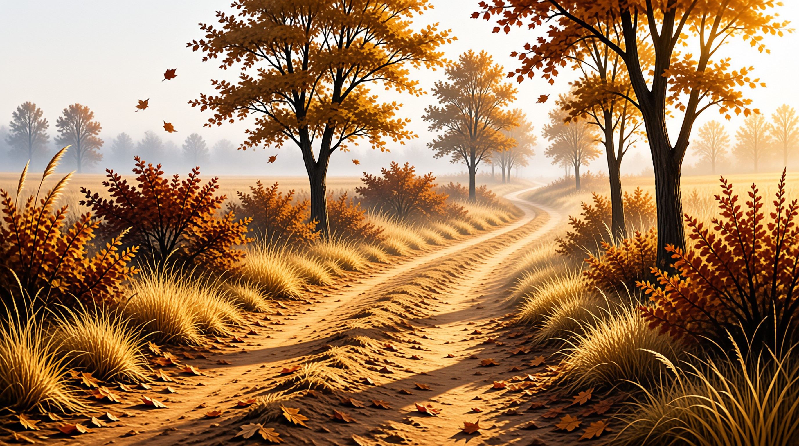 Autumn Path in the Mist