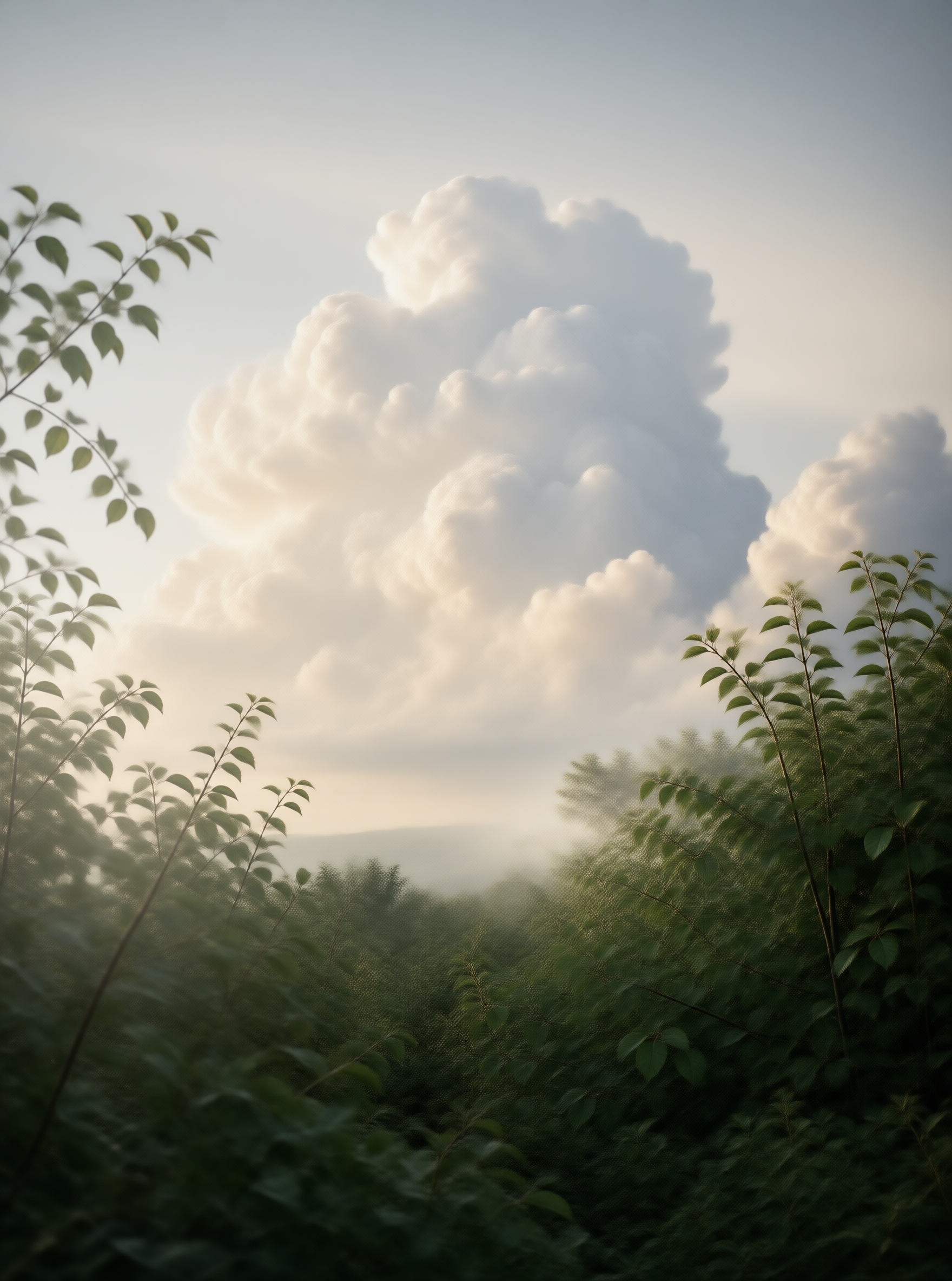 Clouds Framed by Greenery