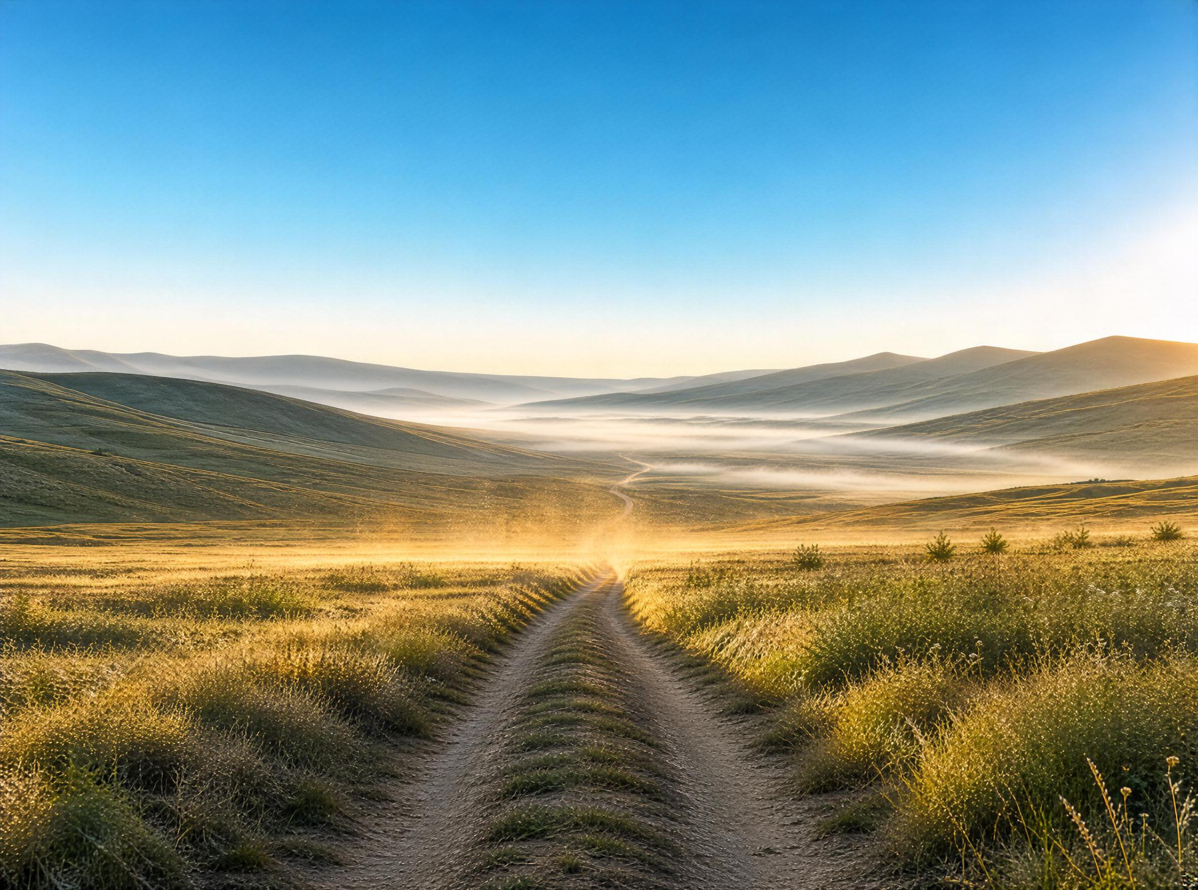 Sunlit Valley Dirt Road