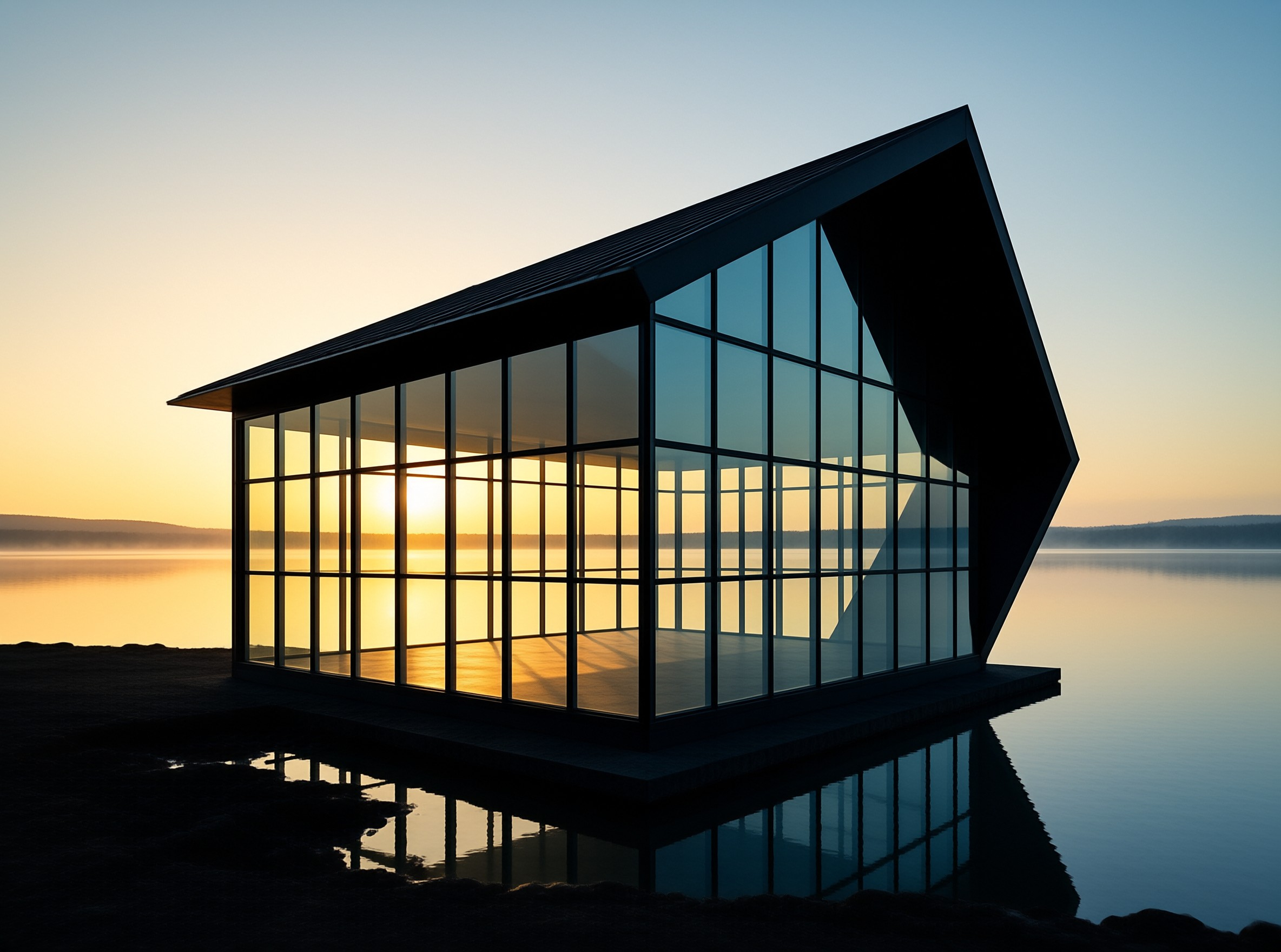 Modern Glass Lake House