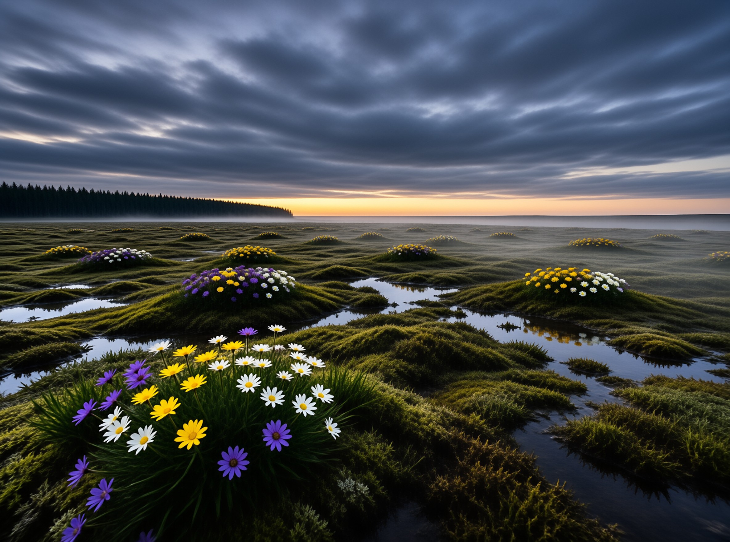 Wildflower Wetland Sunset