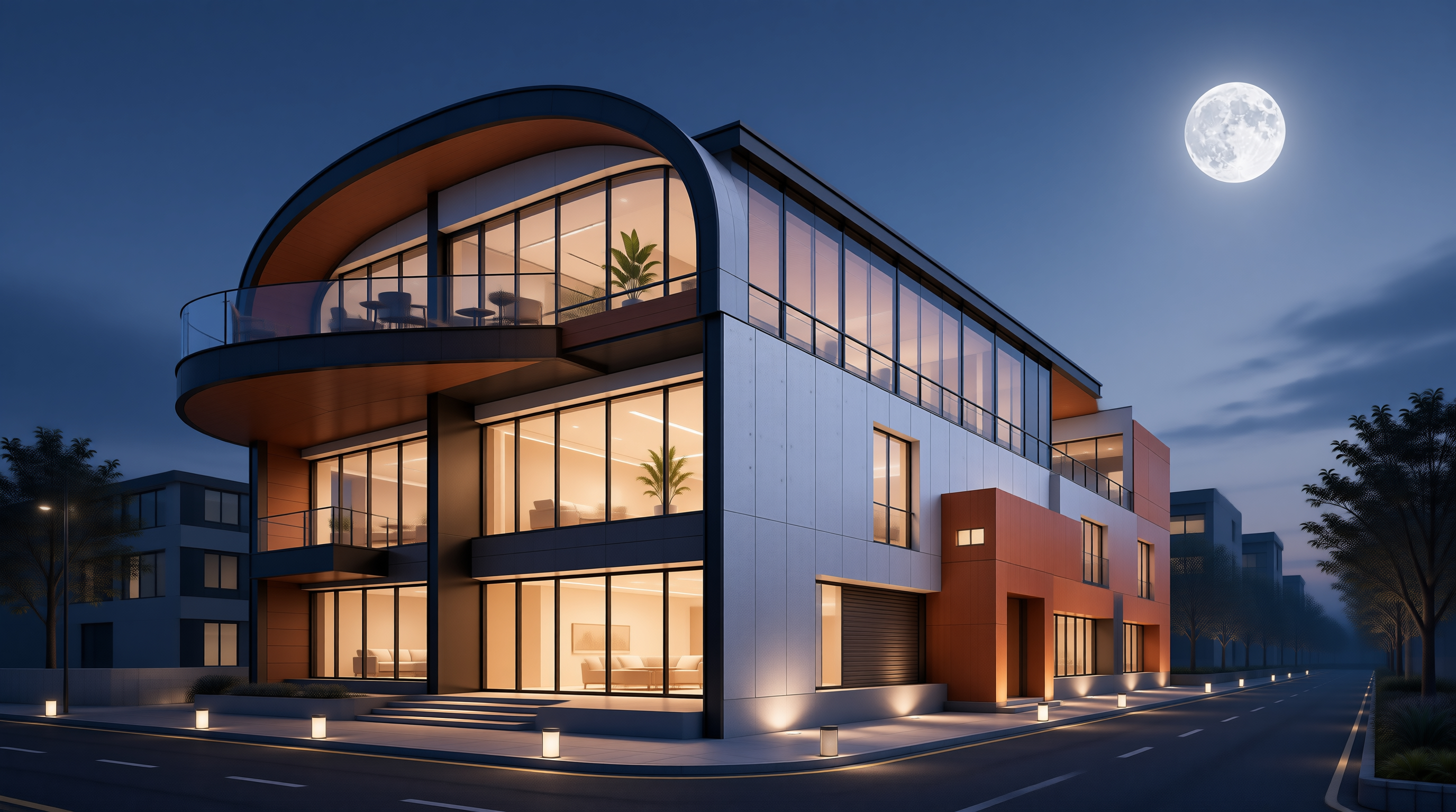 Modern House at Night