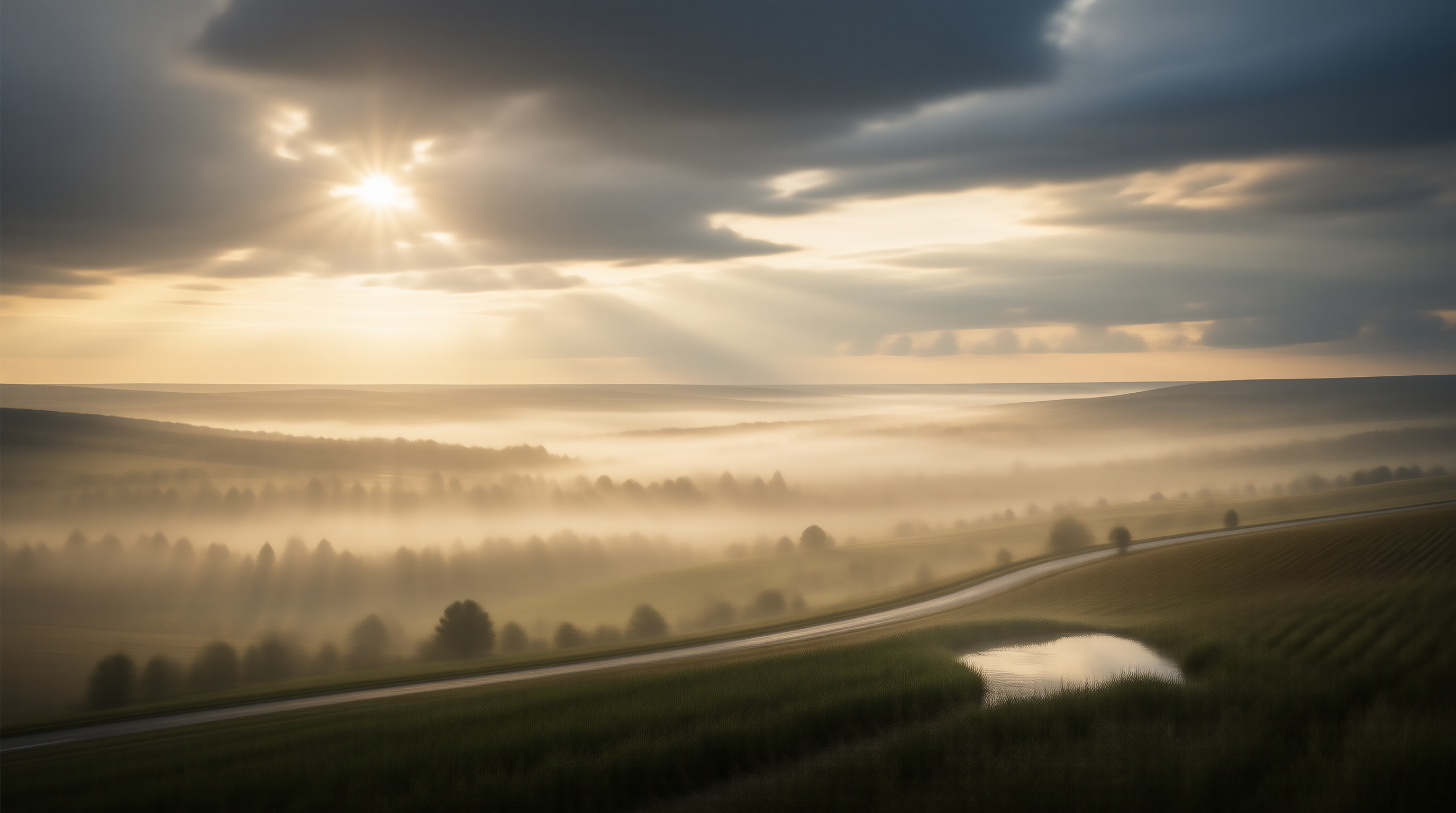 Misty Sunrise Landscape