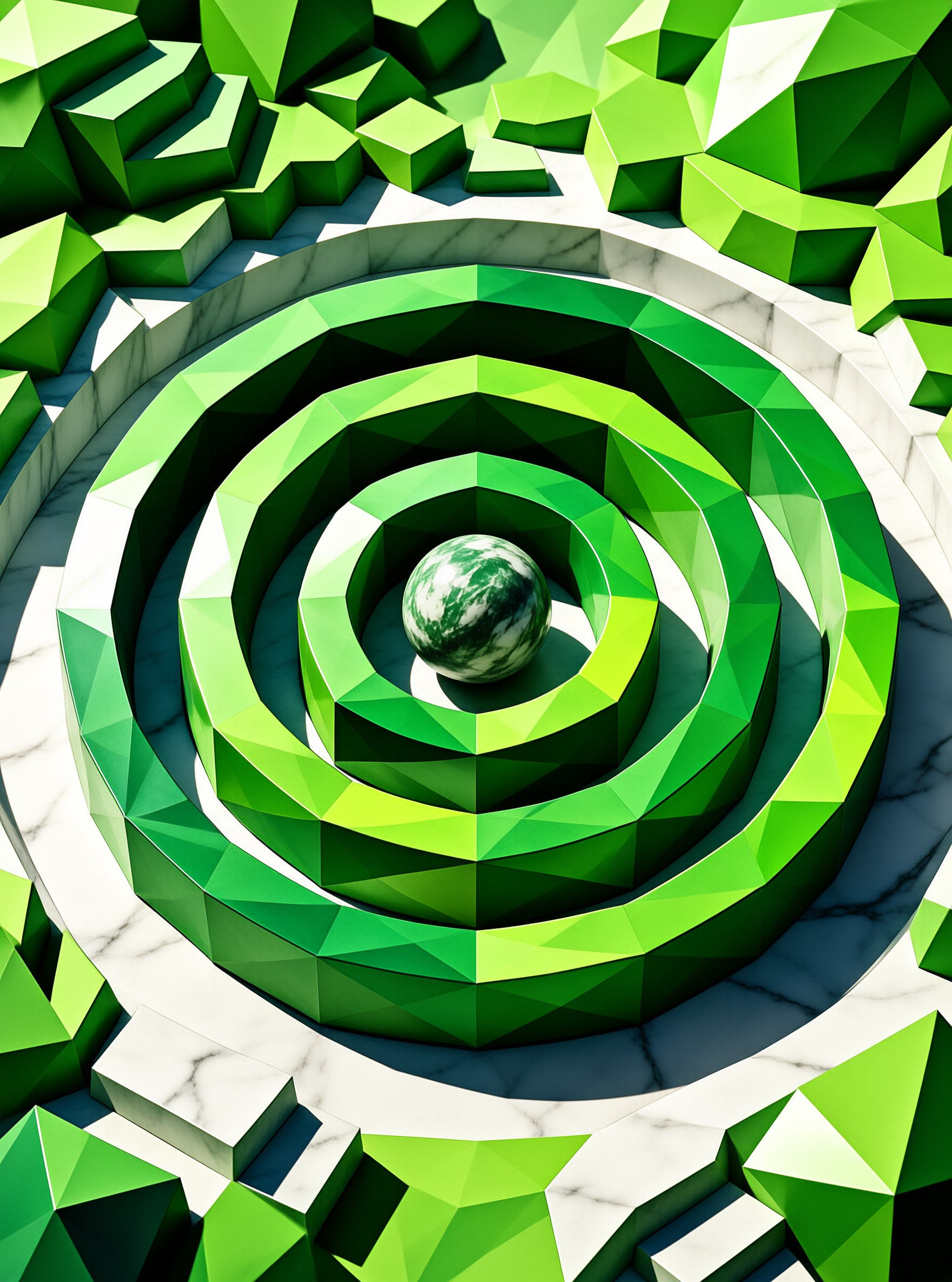 Green Spiral Marble Sphere