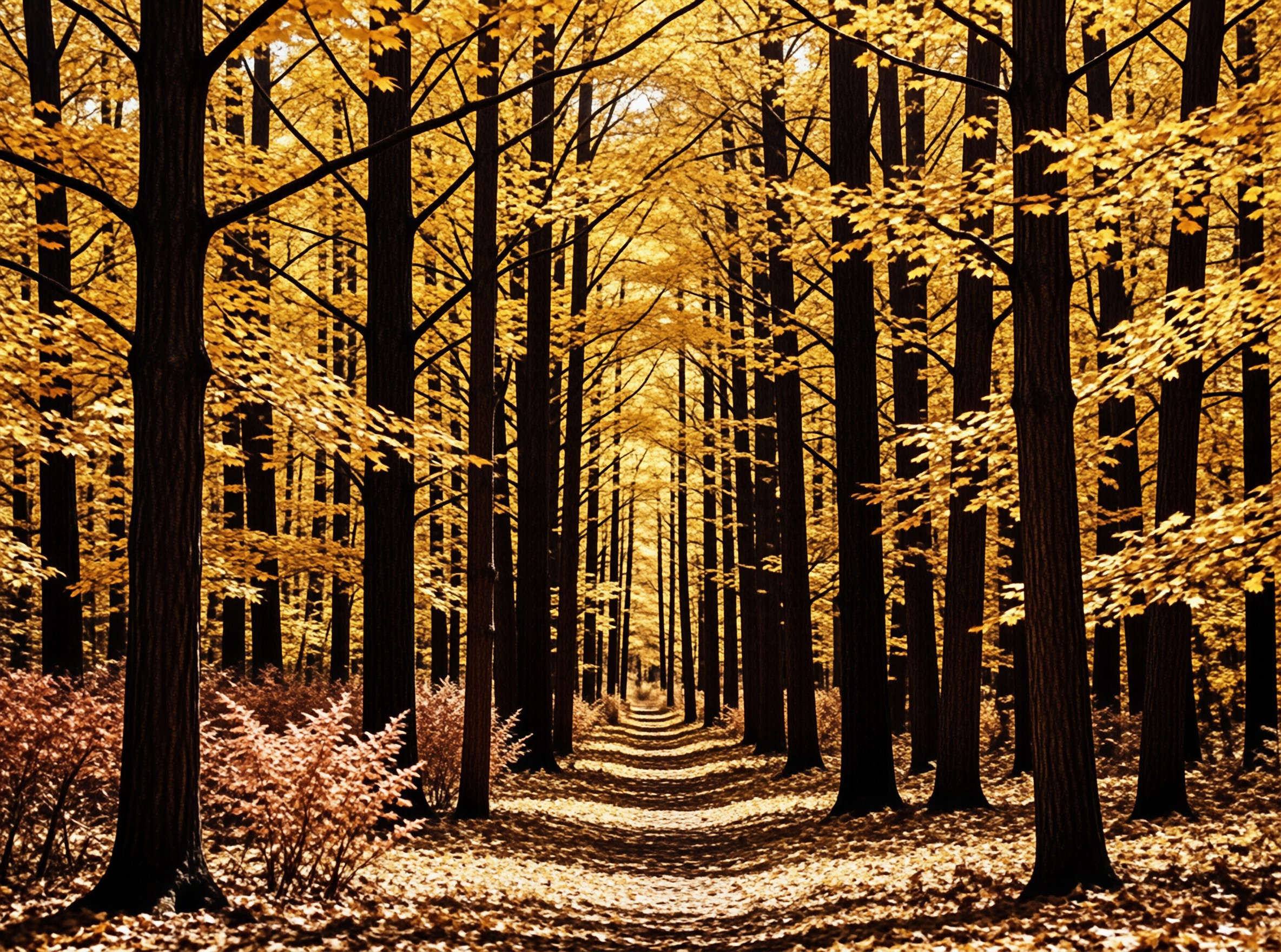 Golden Autumn Forest Path