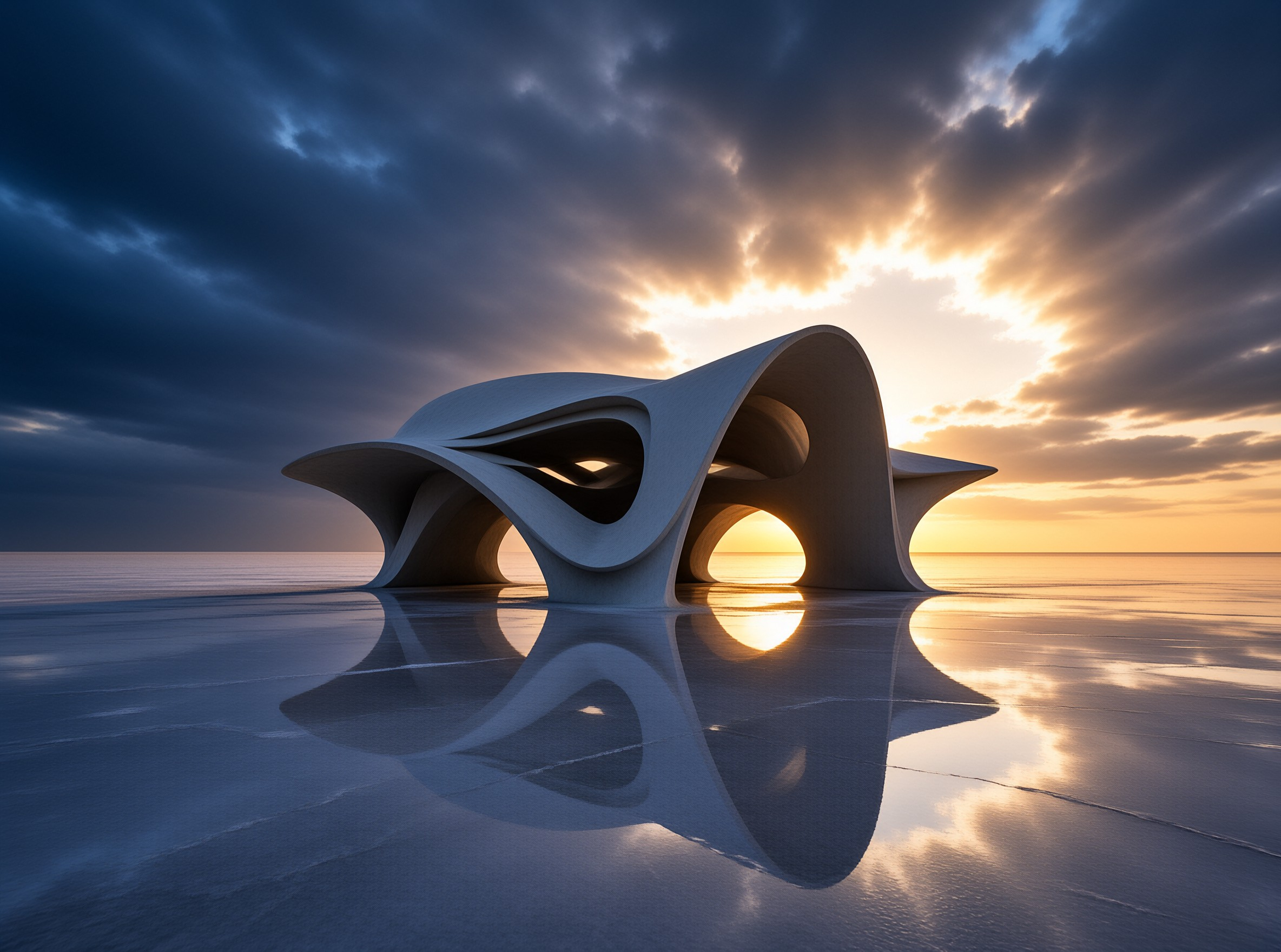 Parametric Pavilion on a Reflective Shore