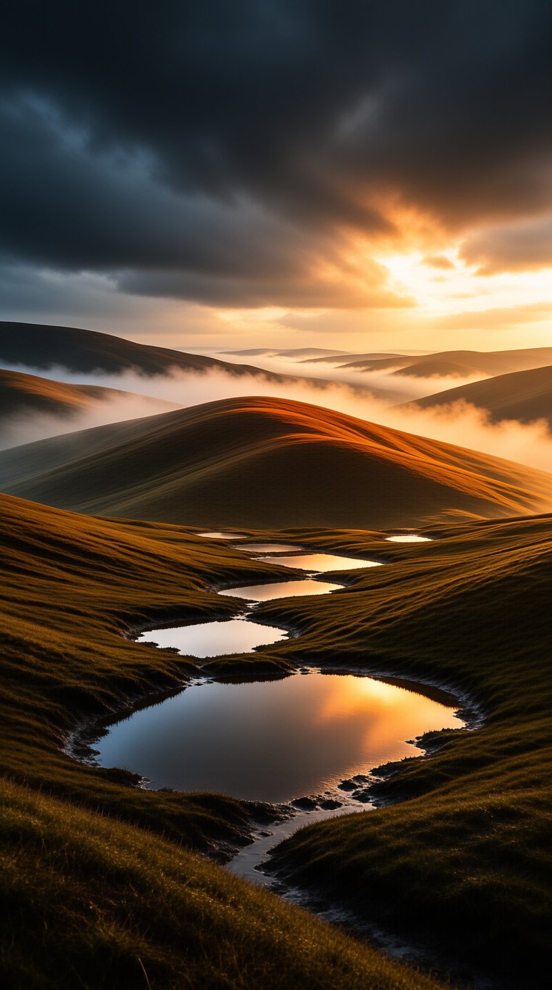 Misty Hills at Sunset