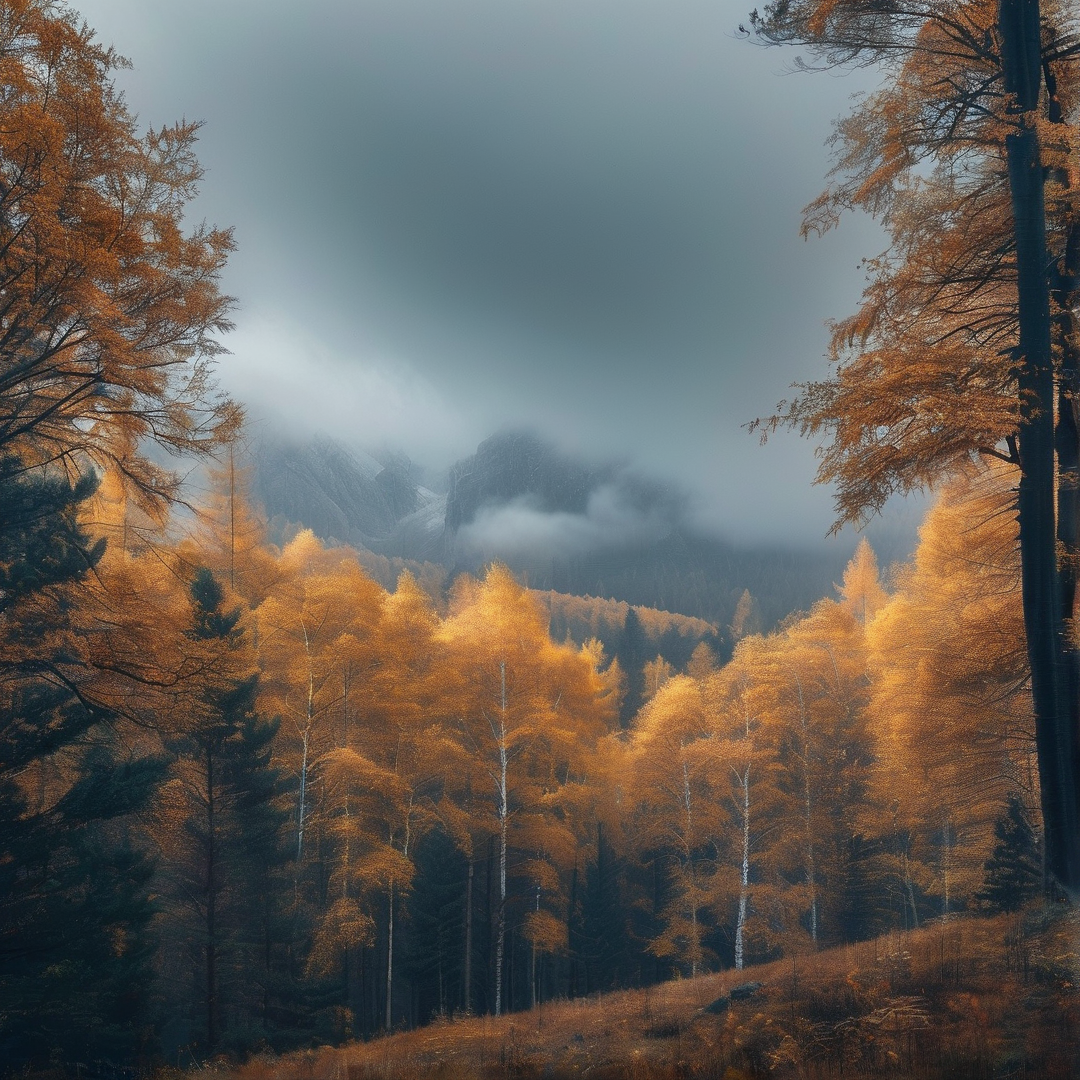 Misty Autumn Larch Valley