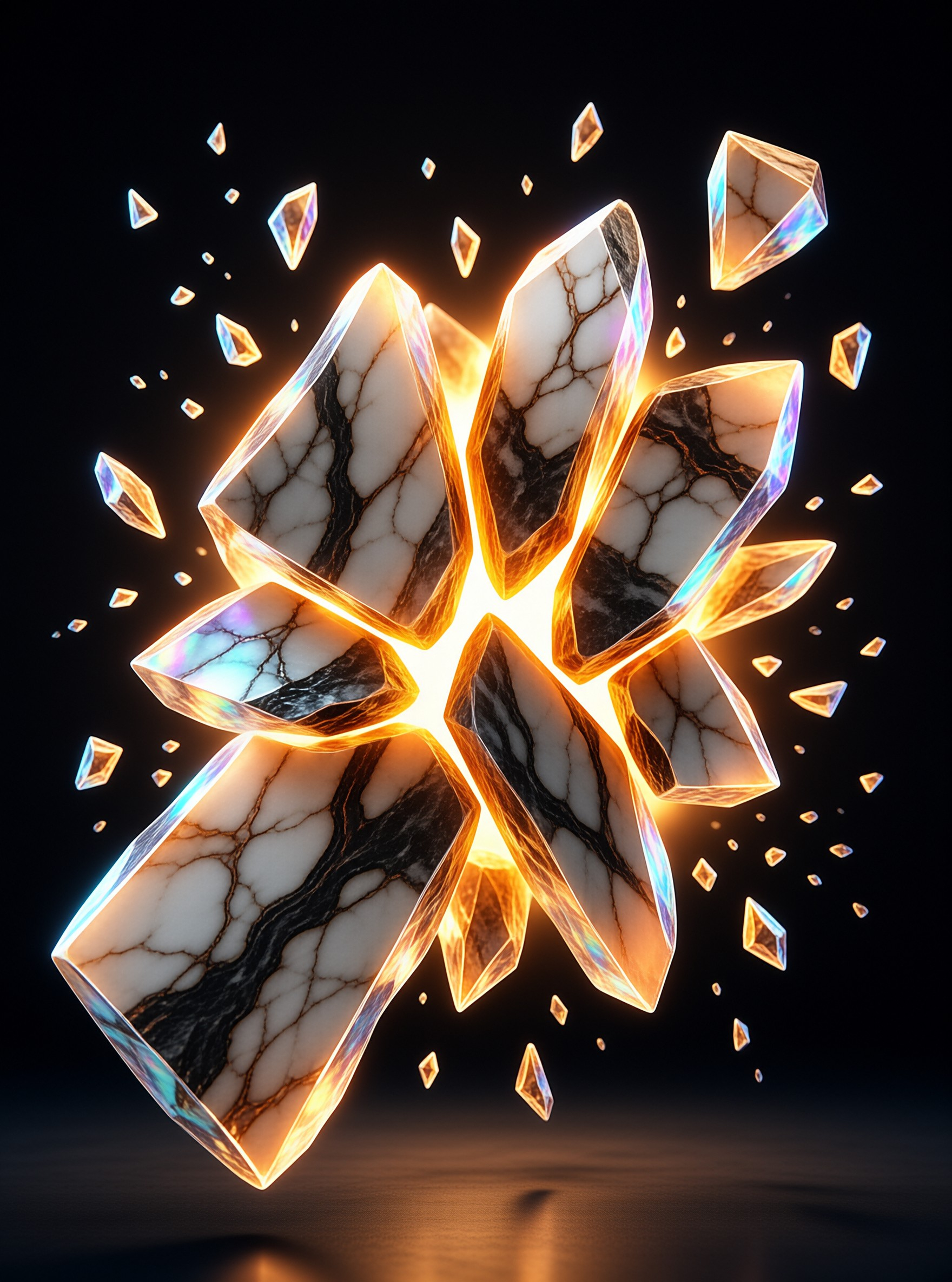 Glowing Marble Crystal Burst