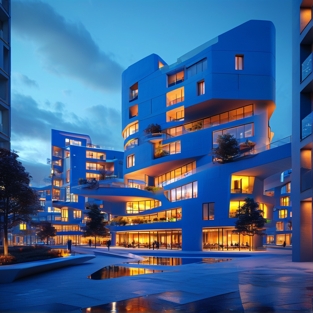 Futuristic Blue Architecture