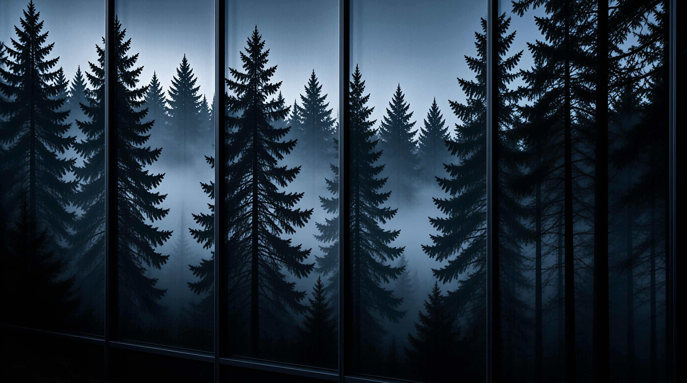 Misty Forest Through Window