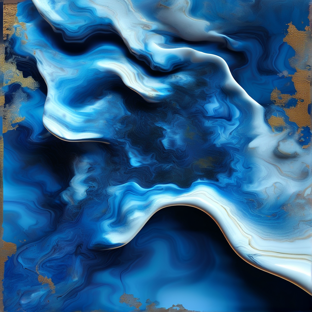 Abstract Blue Liquid Art