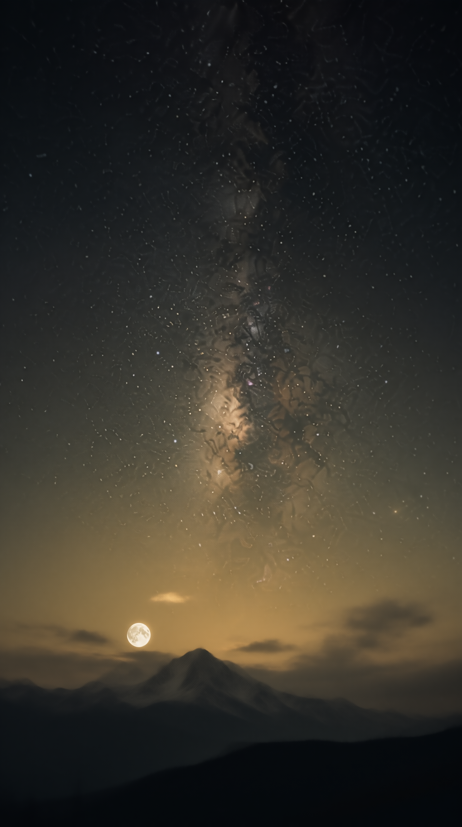 Moonlit Sky and Mountains