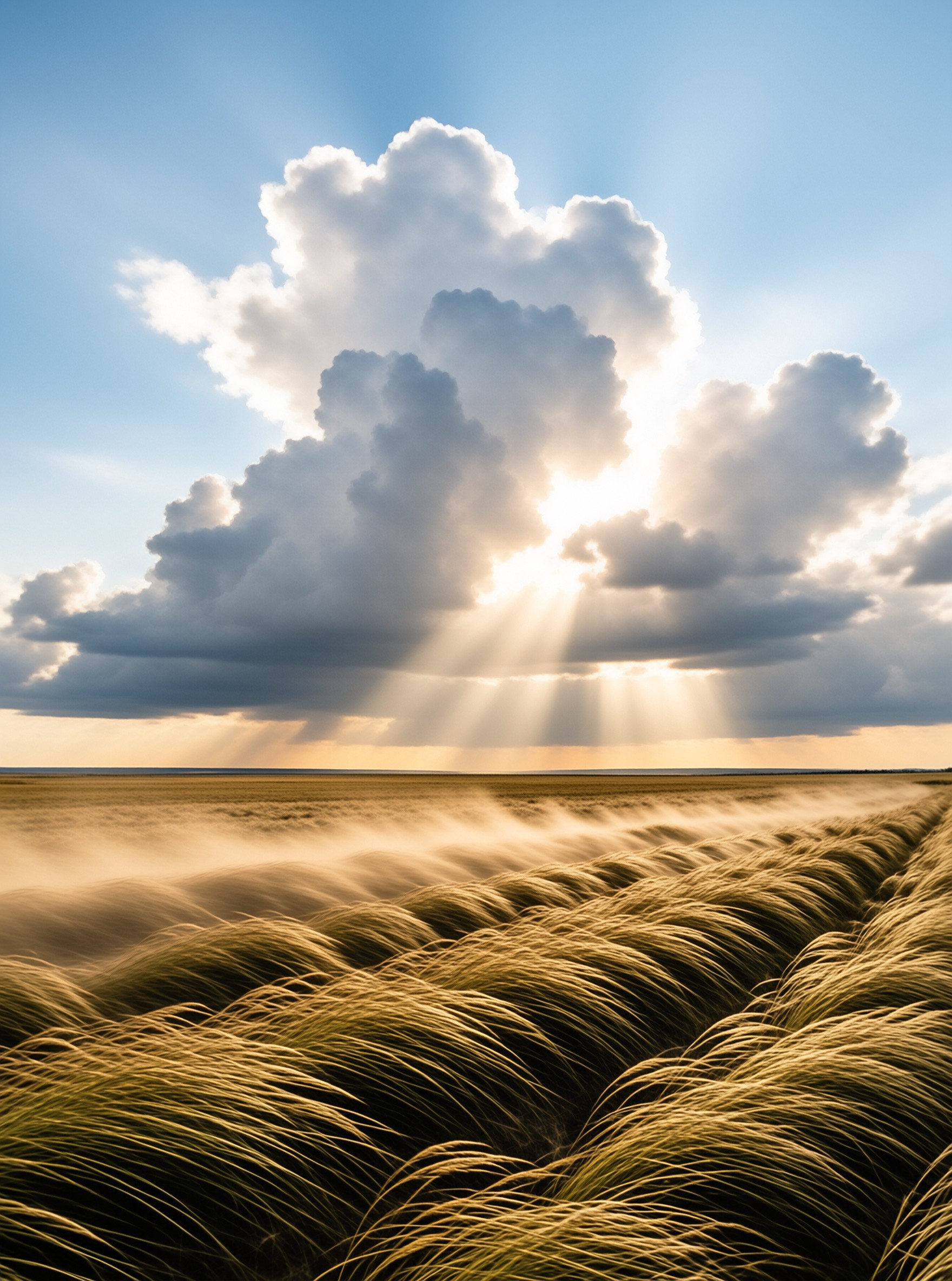 Golden Field with Sunbeams