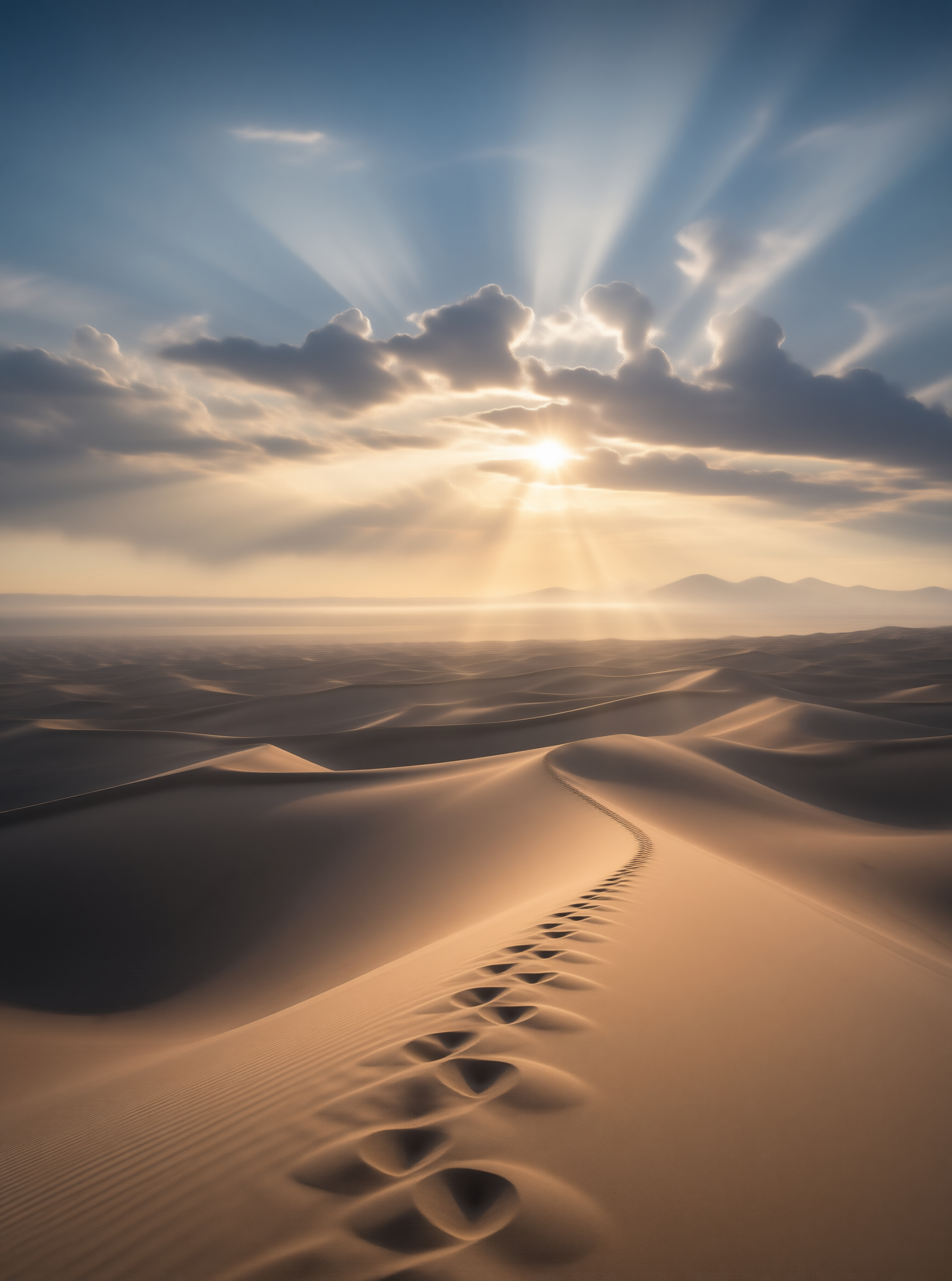 Footprints Across Golden Dunes