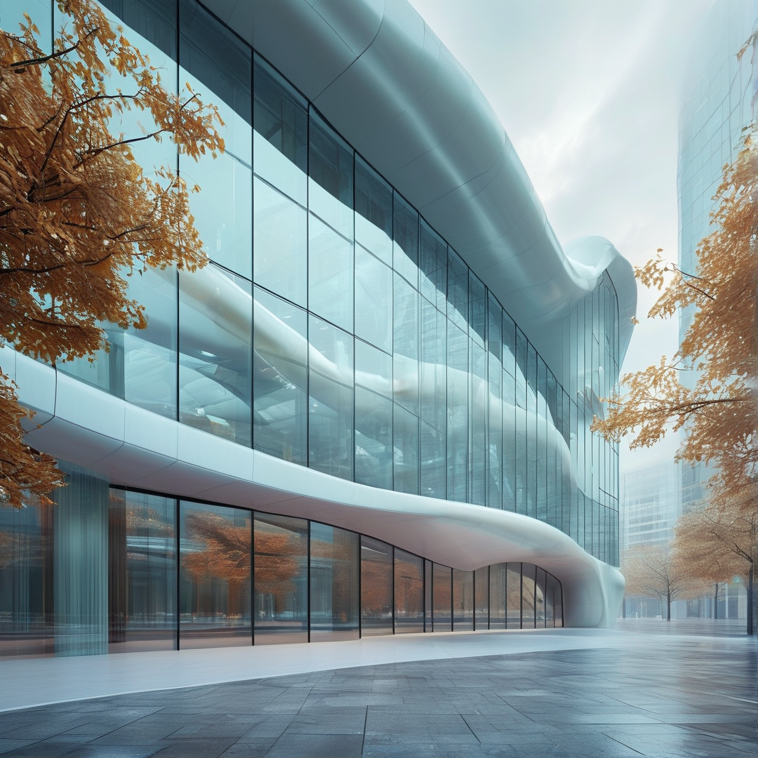 Modern Curved Glass Building