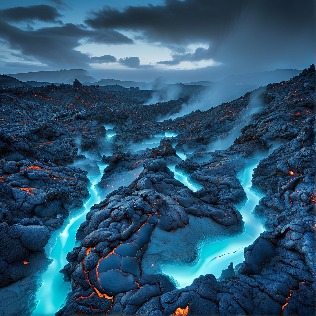 Mystical Blue Lava River