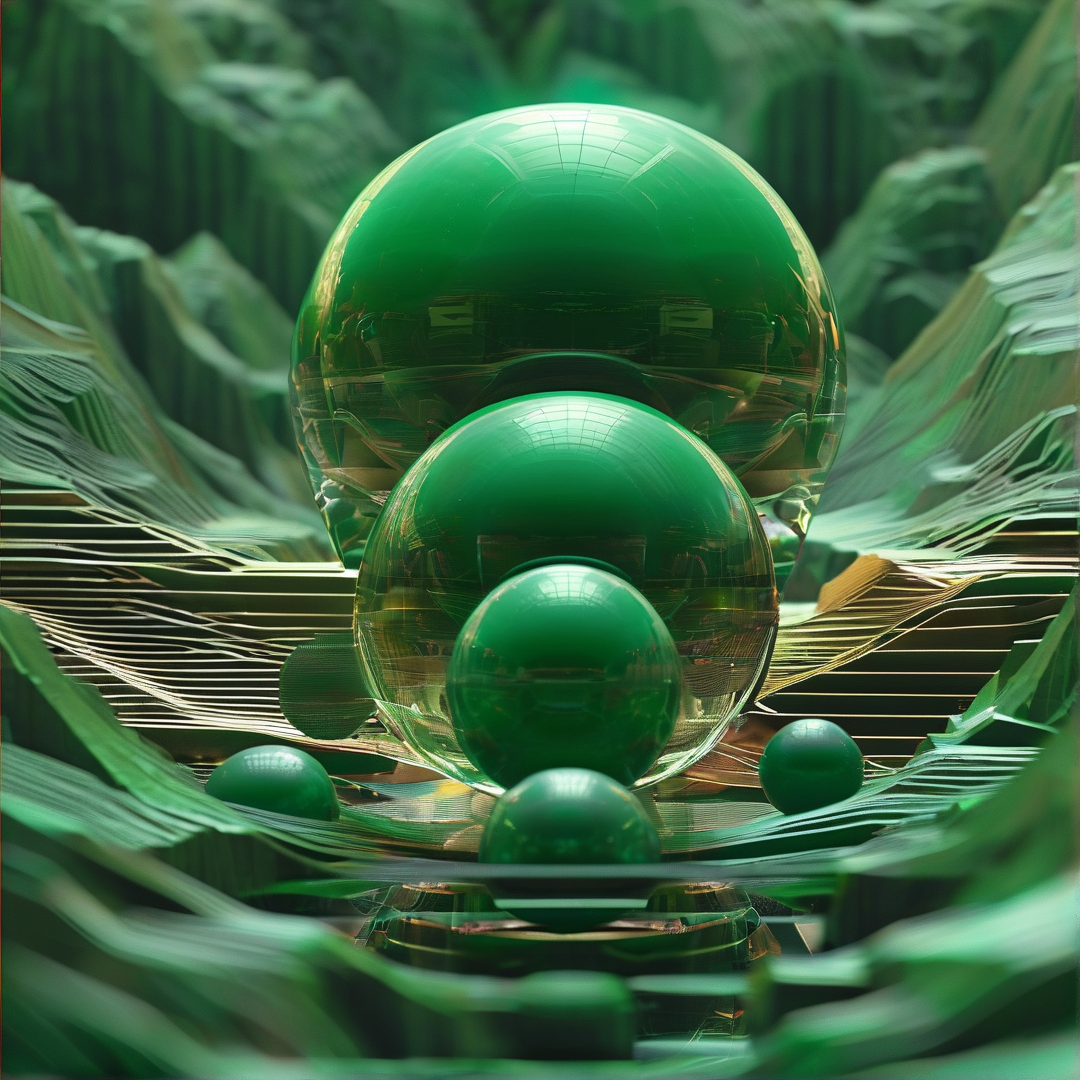 Glossy Green Sphere Stack