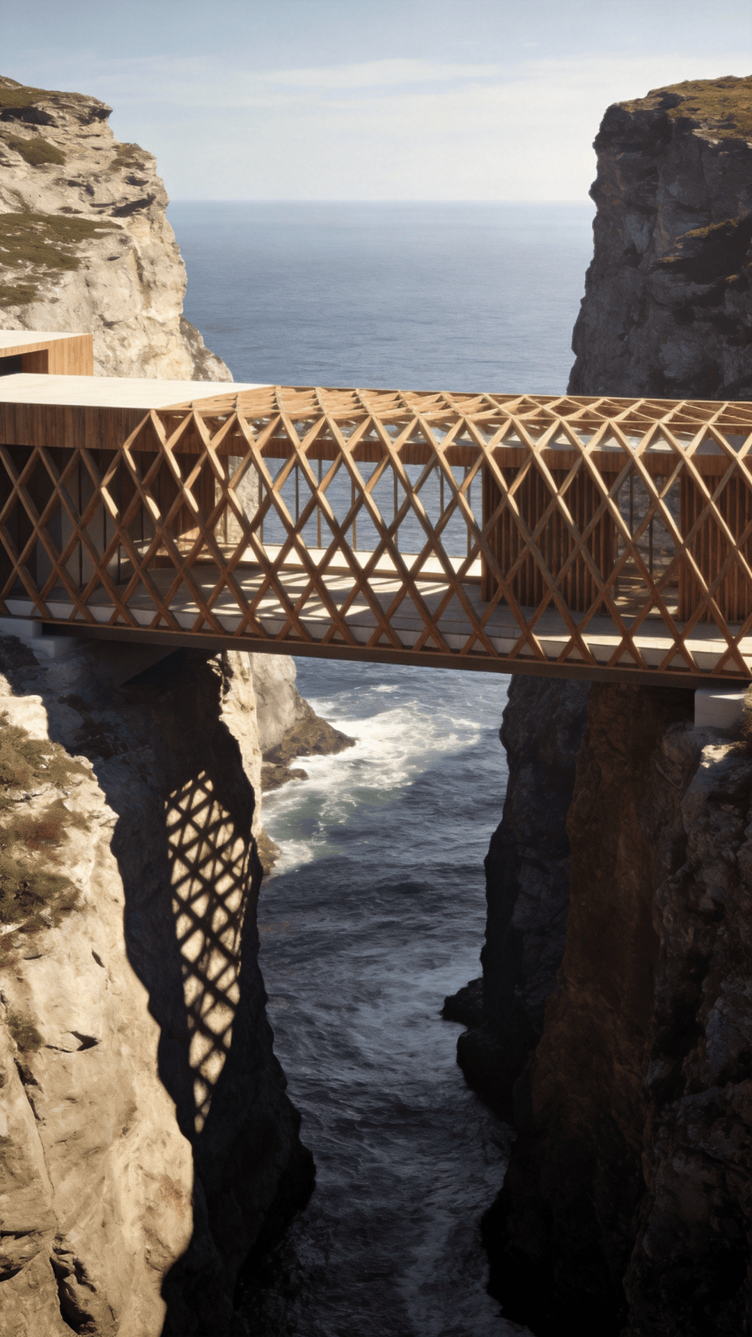 Bridge with Wooden Lattice — Coastal Cliff