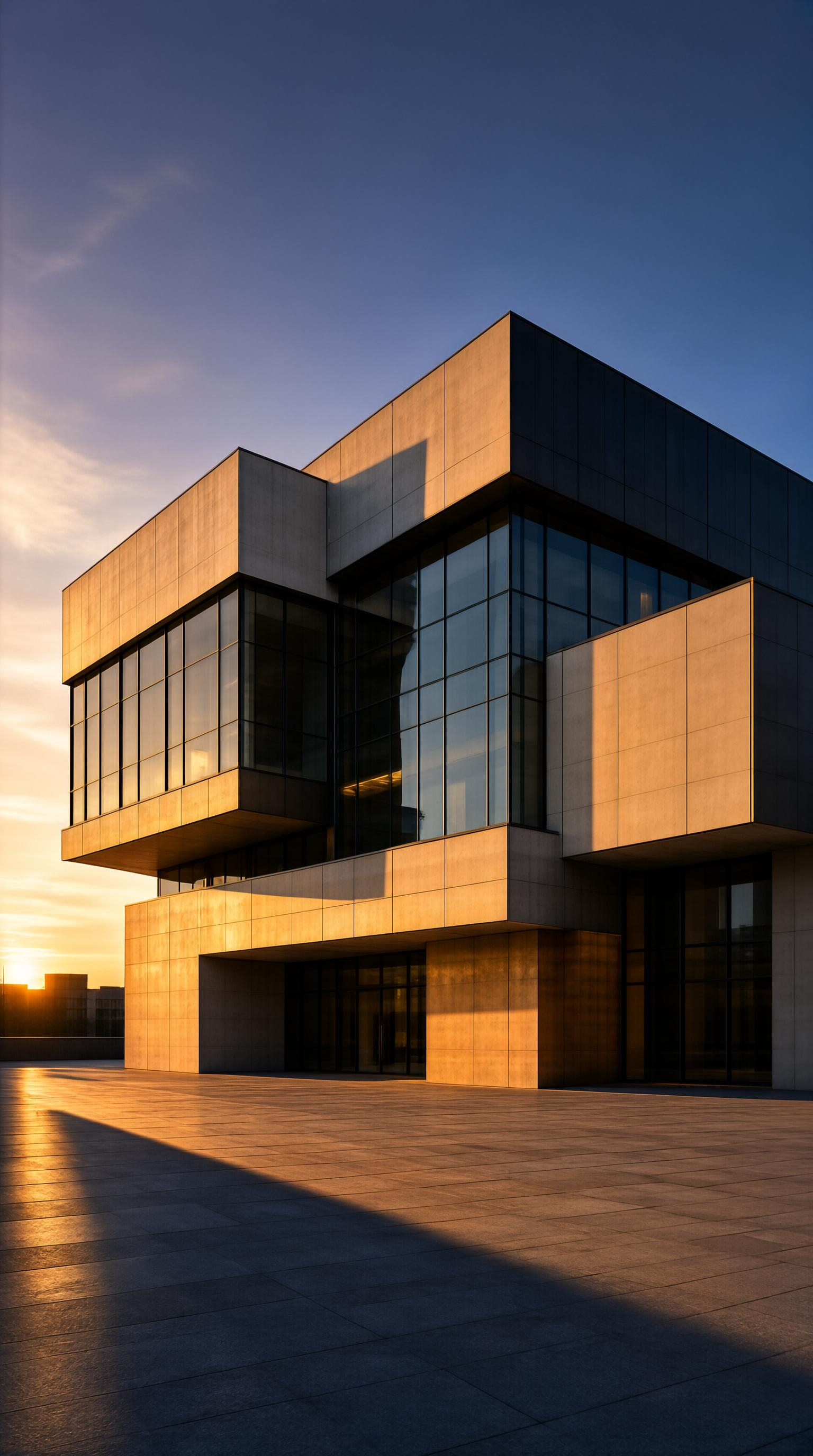 Modern Architectural Building at Sunset