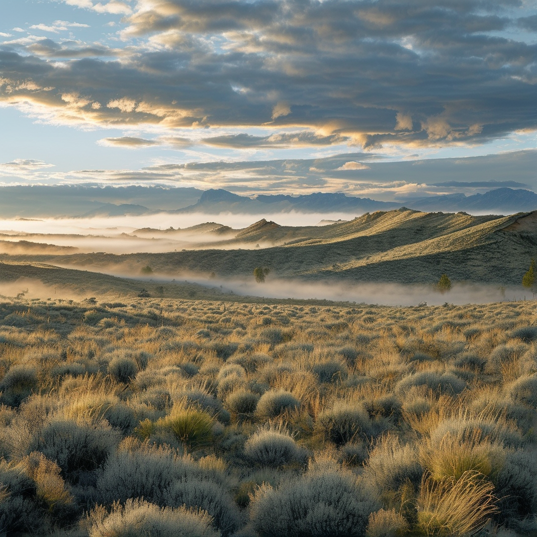 Misty Golden Hills at Dawn