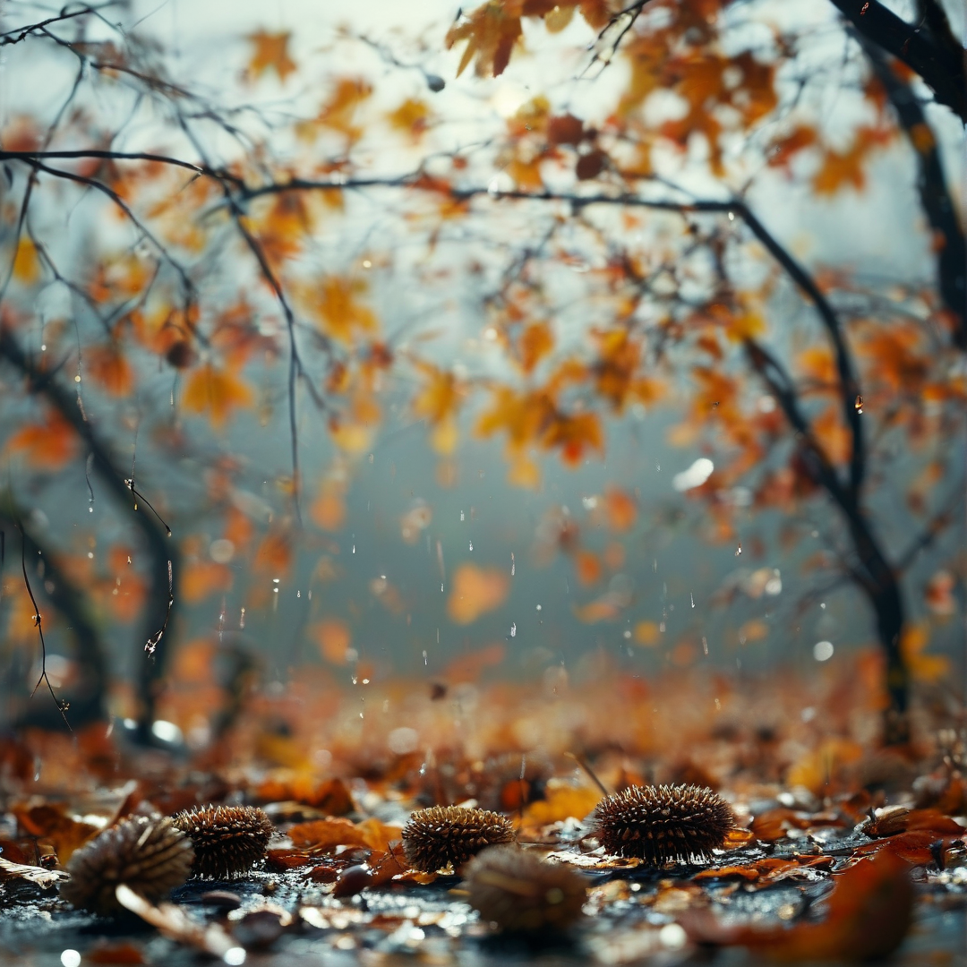 Rainy Autumn Forest Floor
