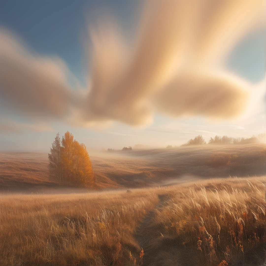Misty Golden Landscape