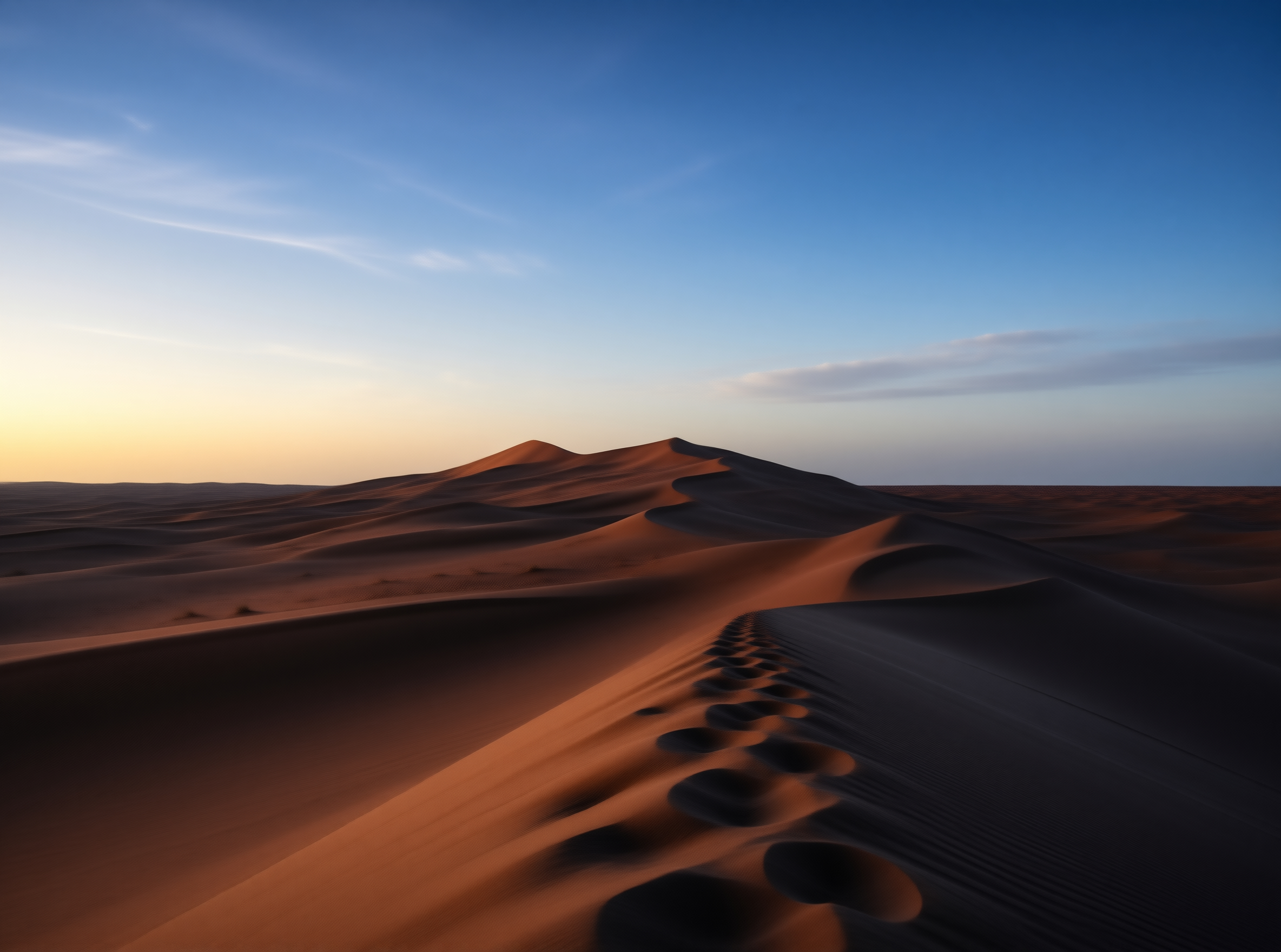 Desert Footprints at Sunset