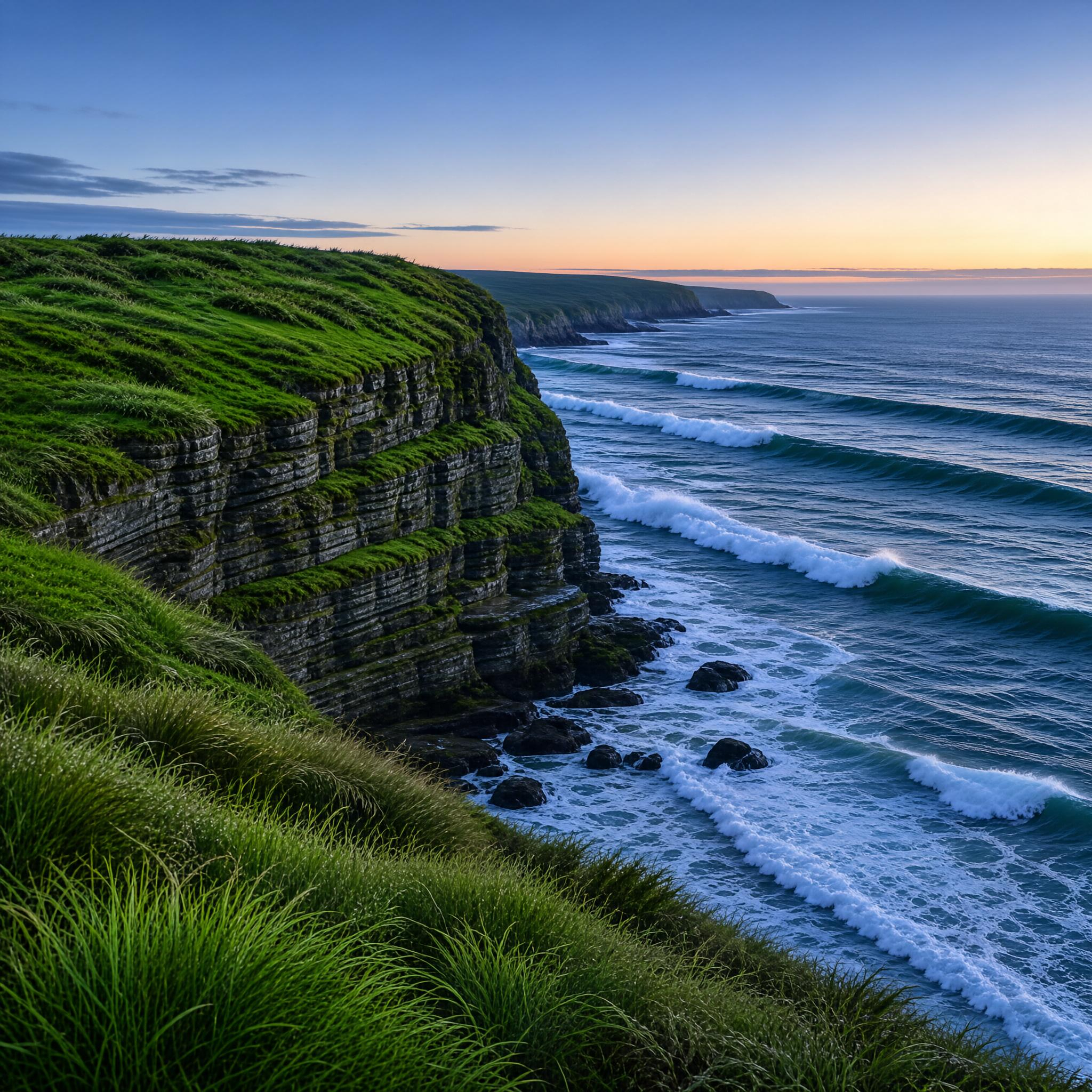 Coastal Cliffs at Sunset