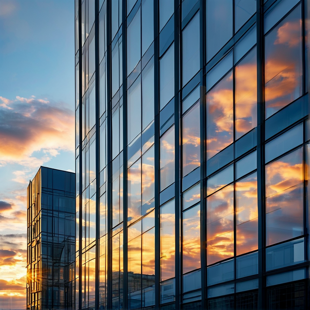 Sunset on Glass Skyscraper