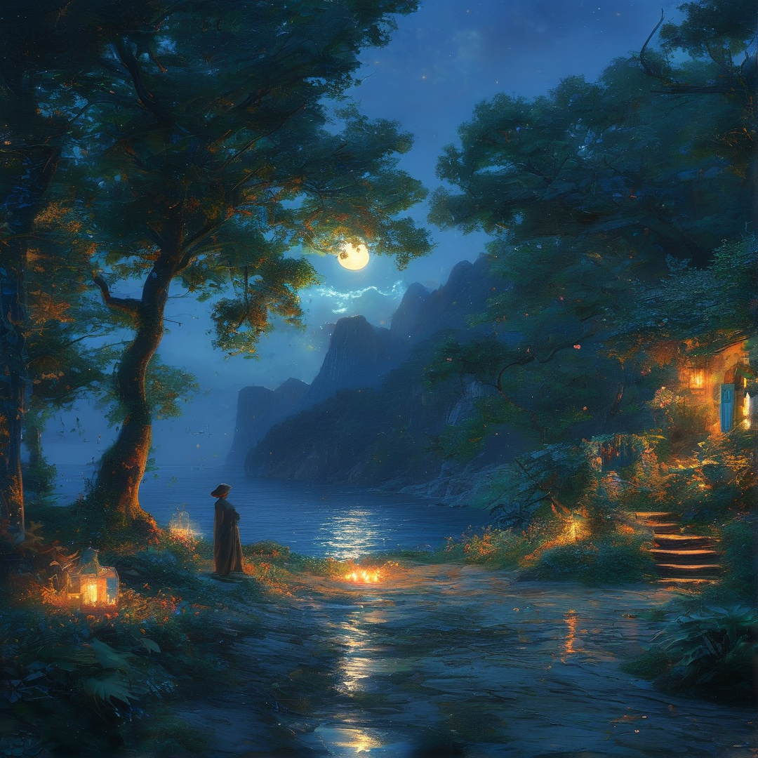 Moonlit Forest Pathway