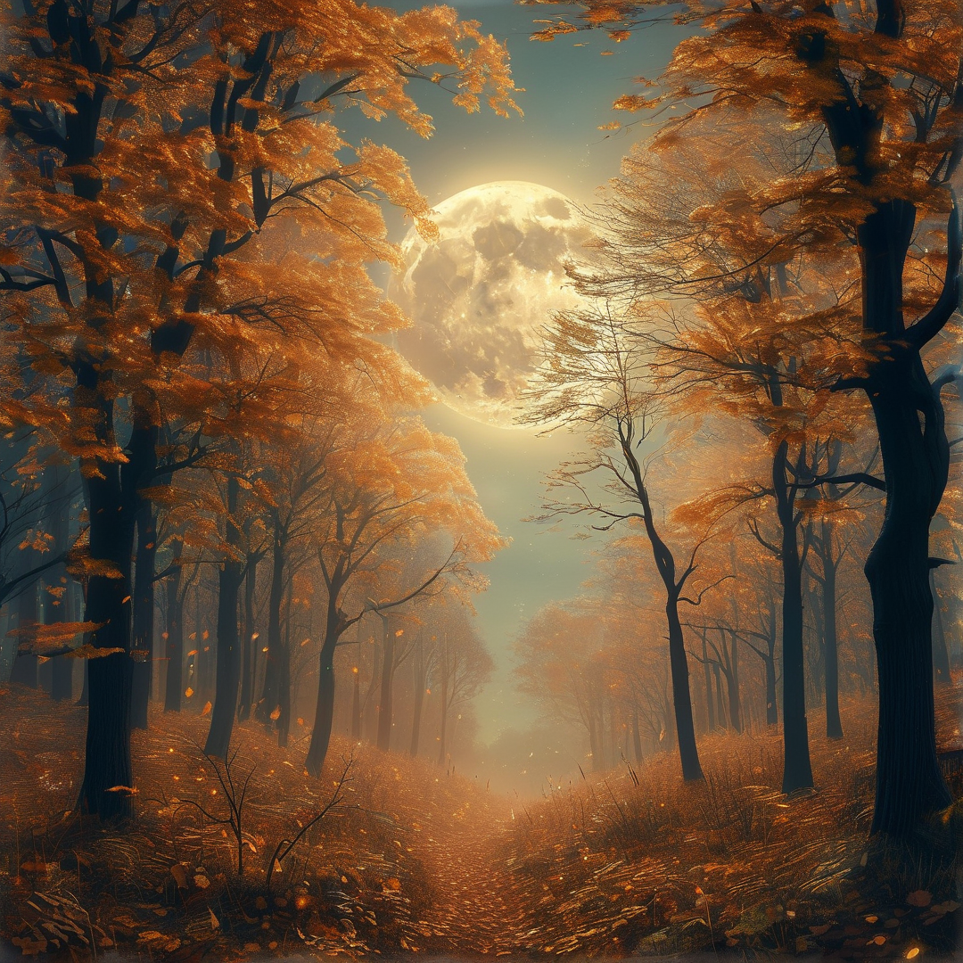 Moonlit Autumn Forest Path