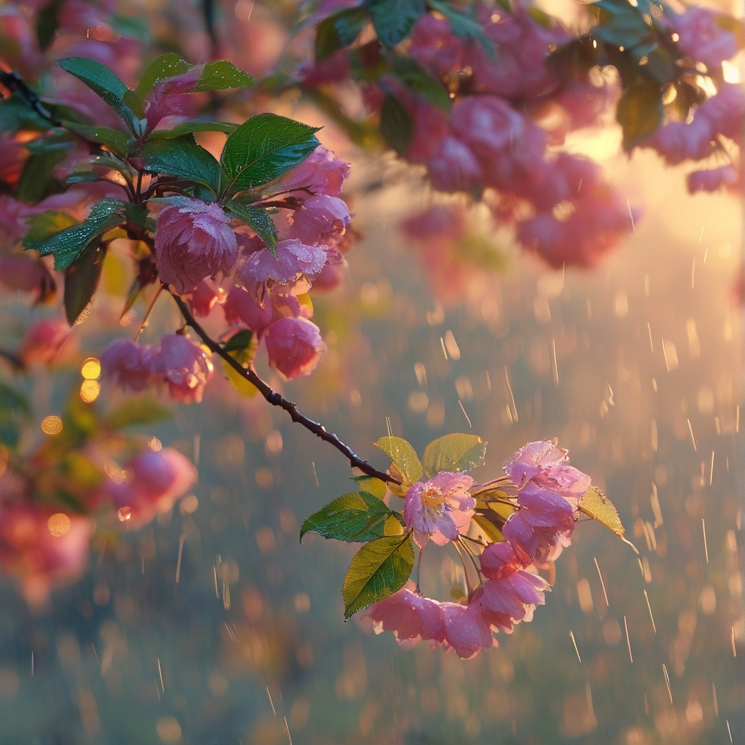 Pink Blossoms in Sunlight