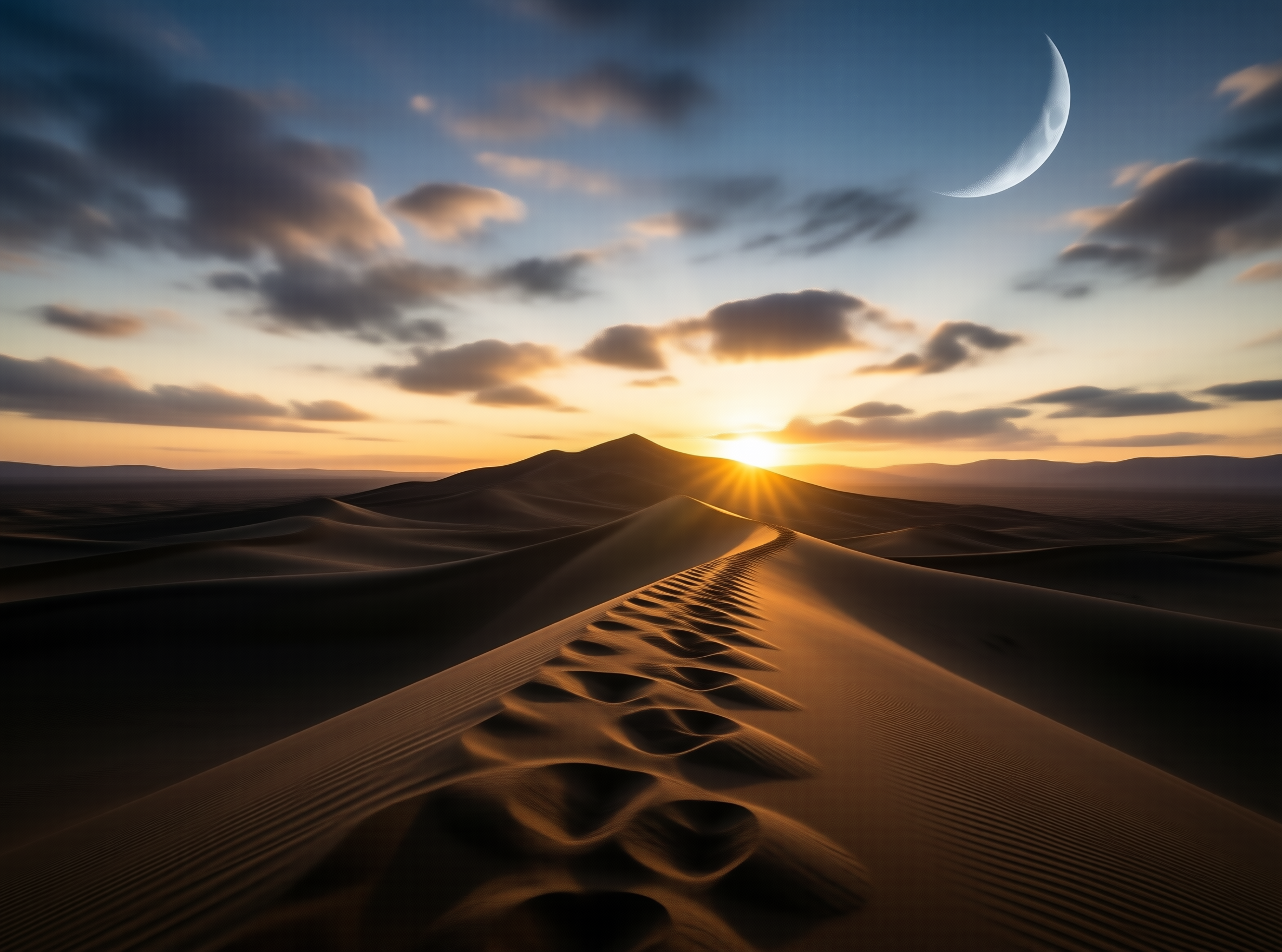 Desert Footprints at Sunrise