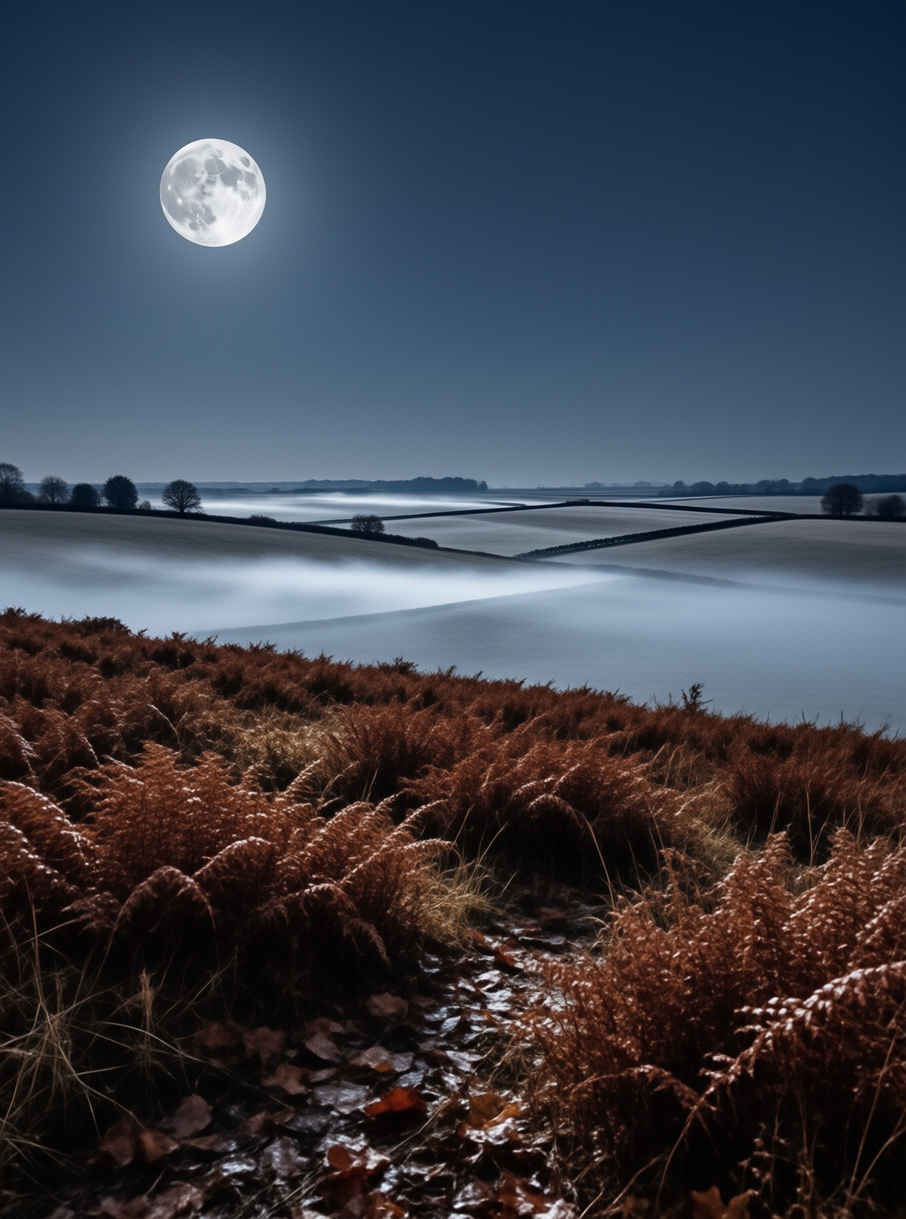 Moonlit Misty Fields