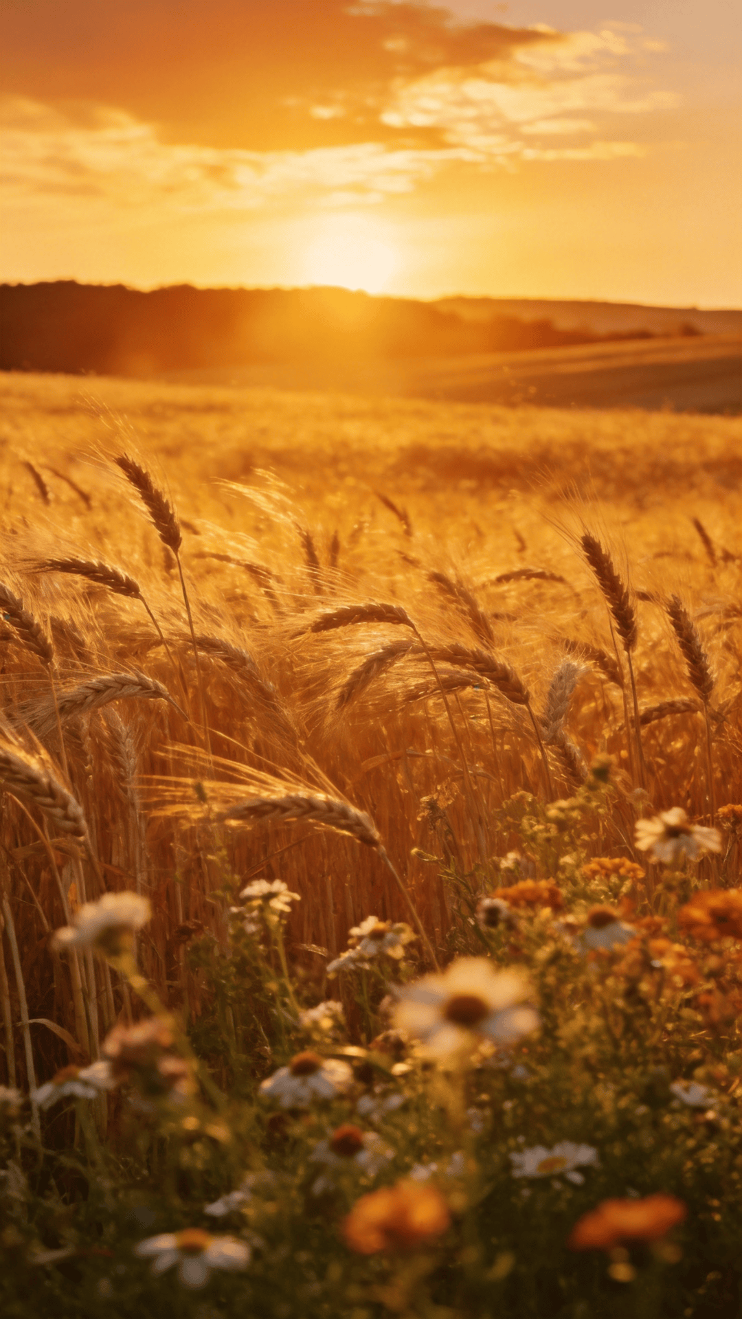 Golden Wheat Fields at Summer Sunset