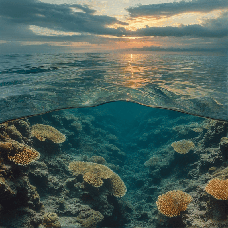 Ocean Sunset Split View