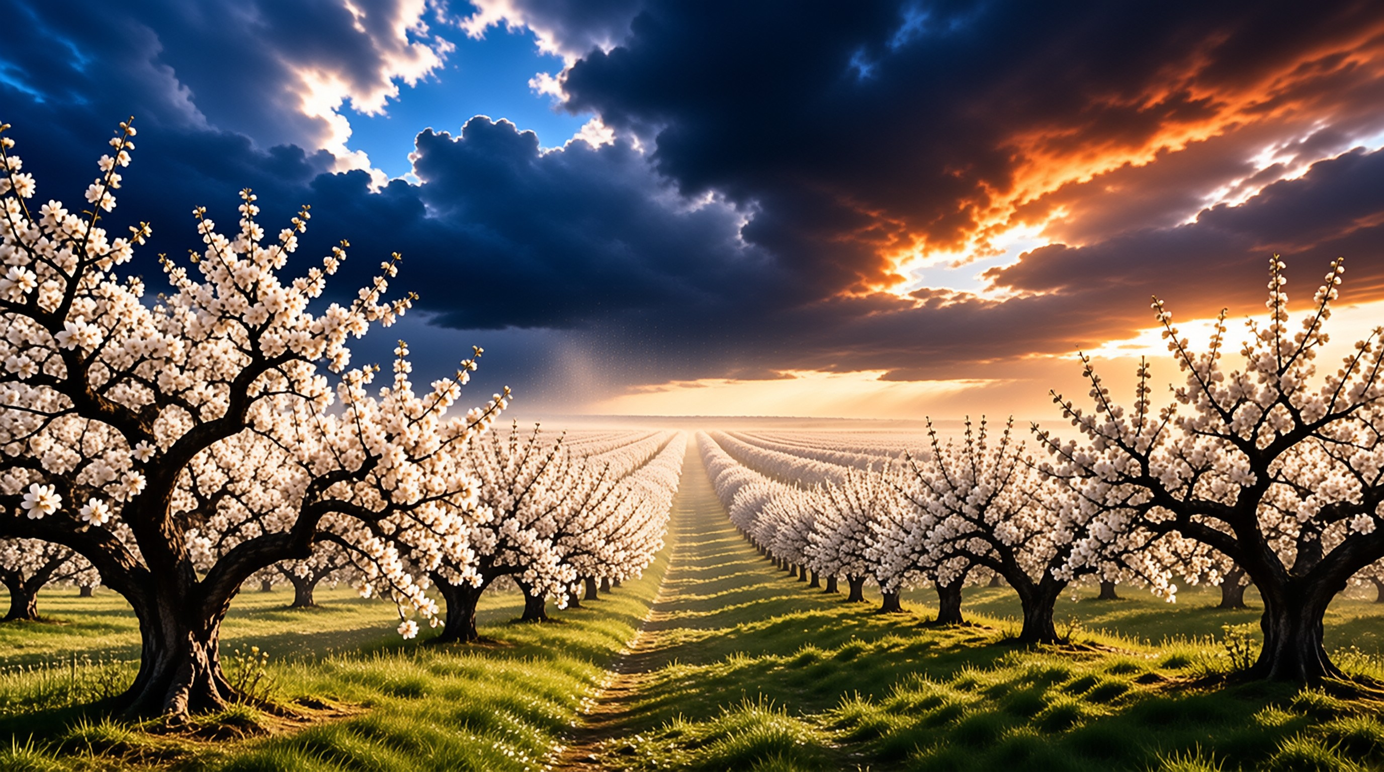 Blossoming Orchard Landscape