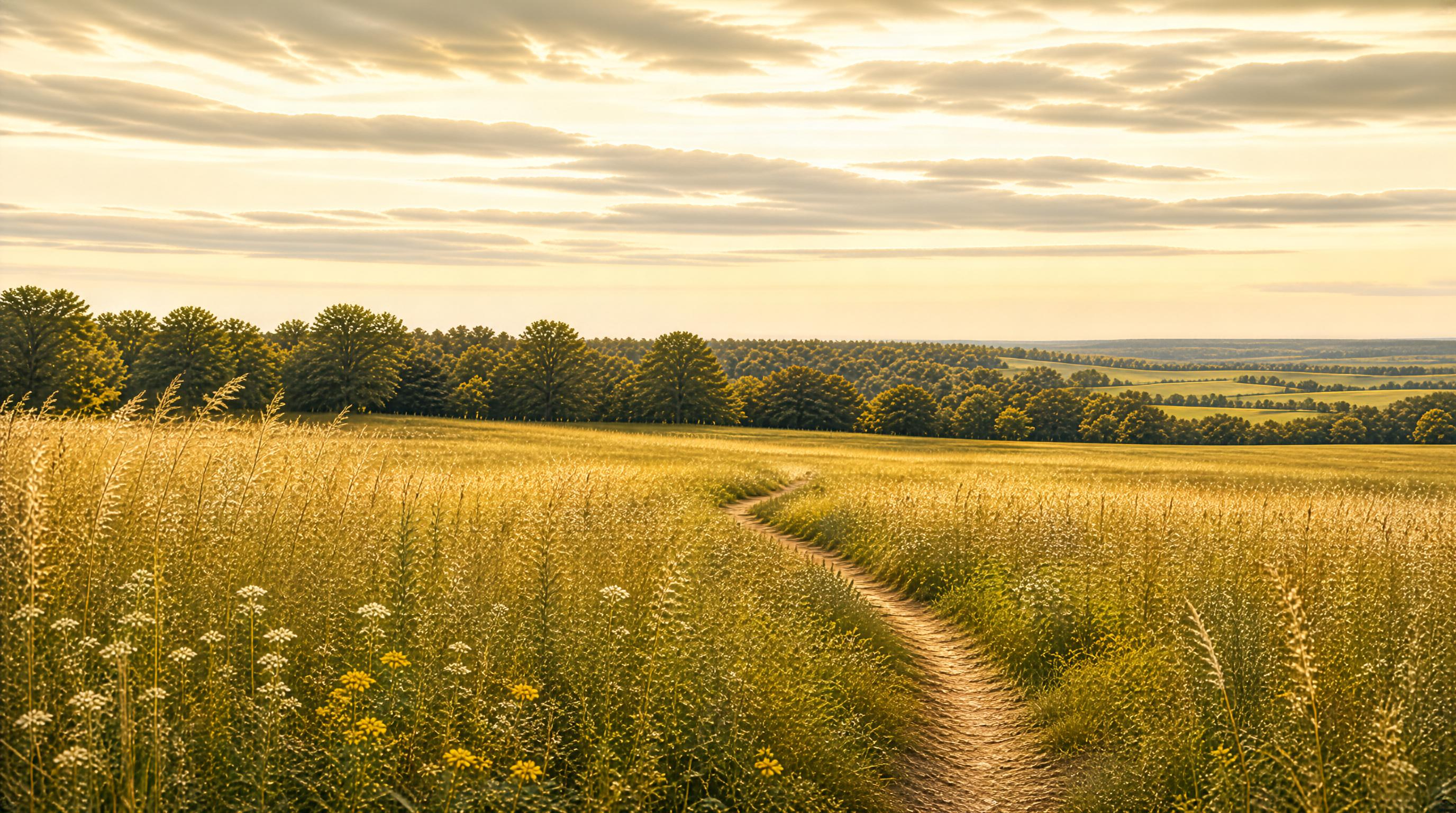 Golden Meadow Path at Sunset