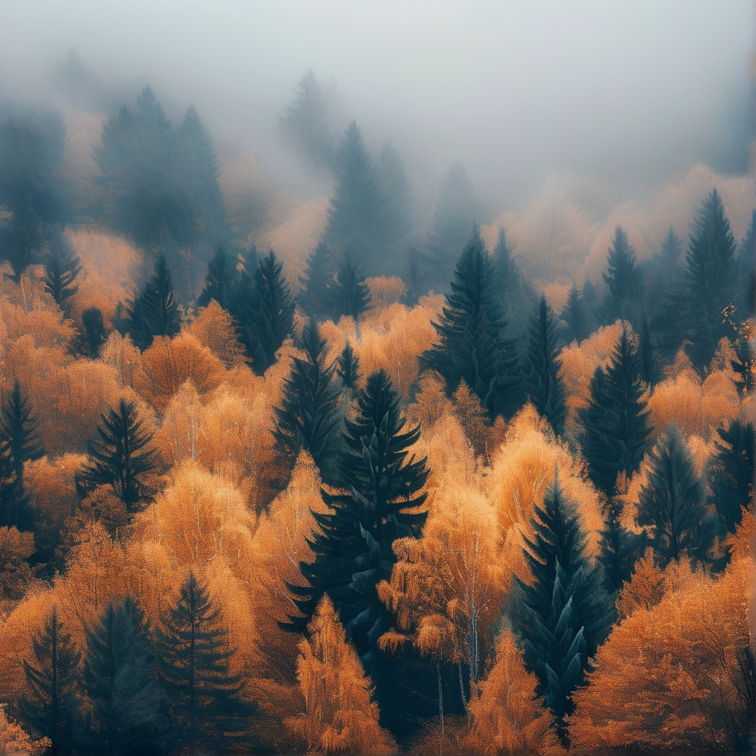 Misty Autumn Forest