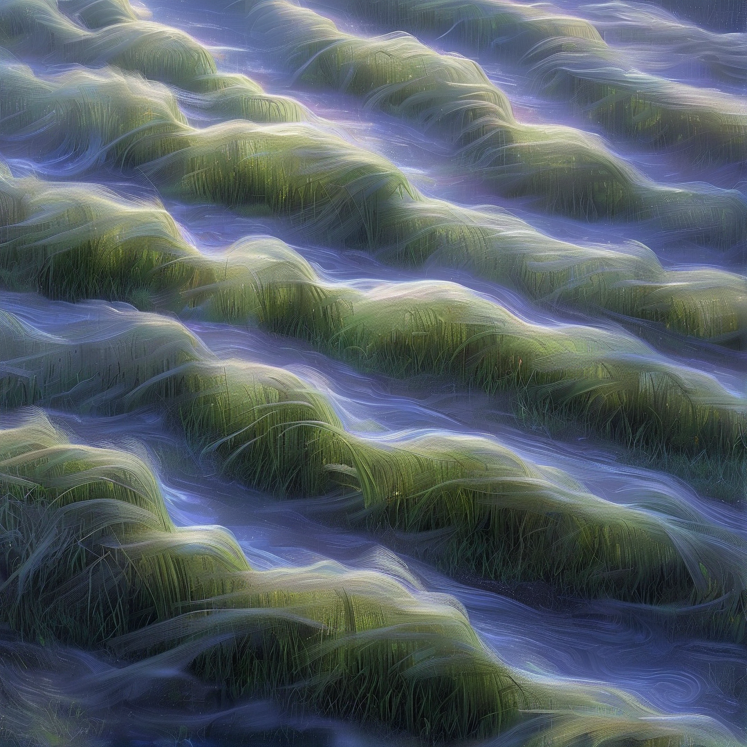 Flowing Green Waves